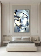 Chrome Mask – Surreal Liquid Metal Portrait Wall Art 576