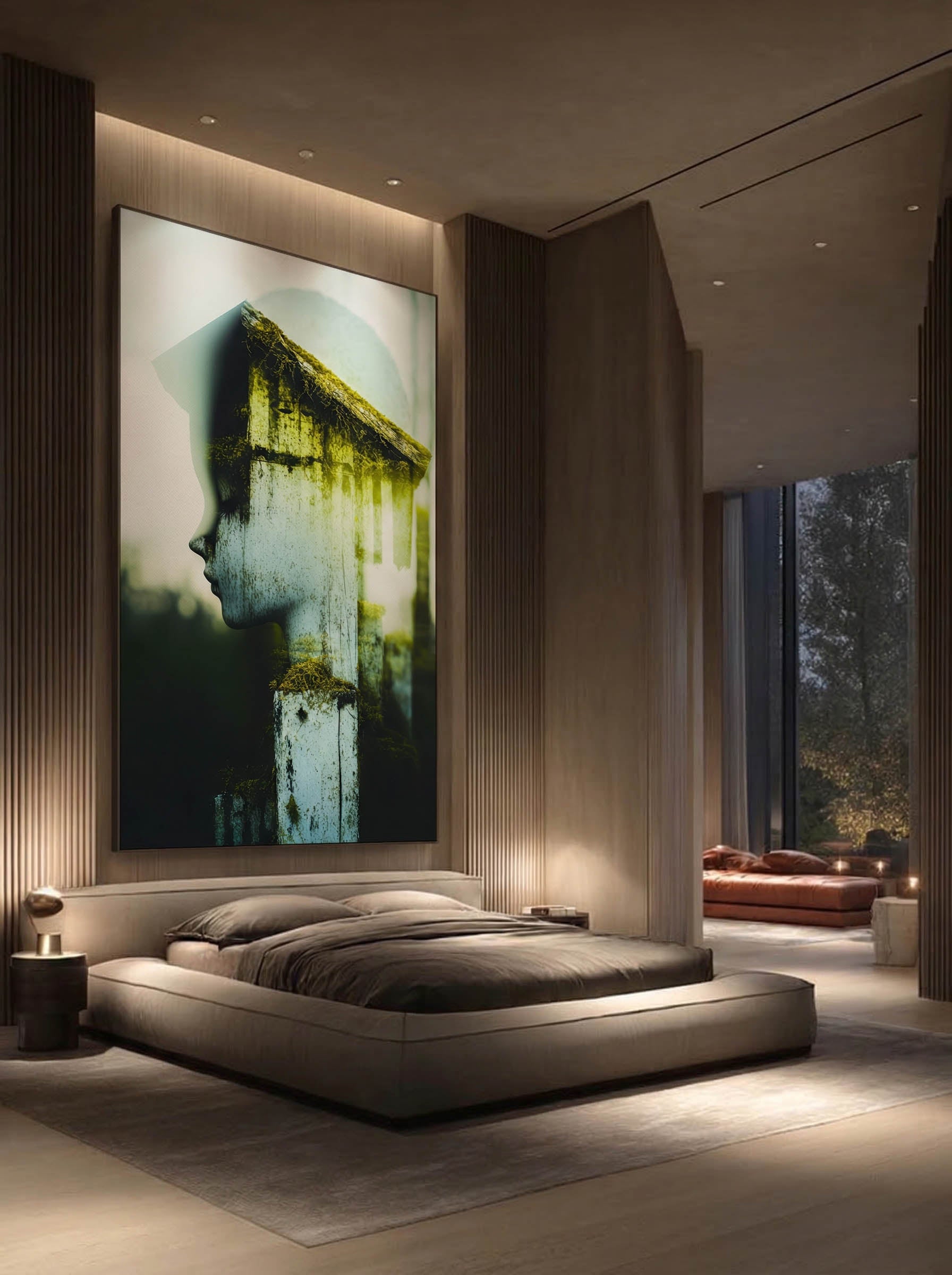 Moss and Memory – Surreal Nature Double Exposure Wall Art 580