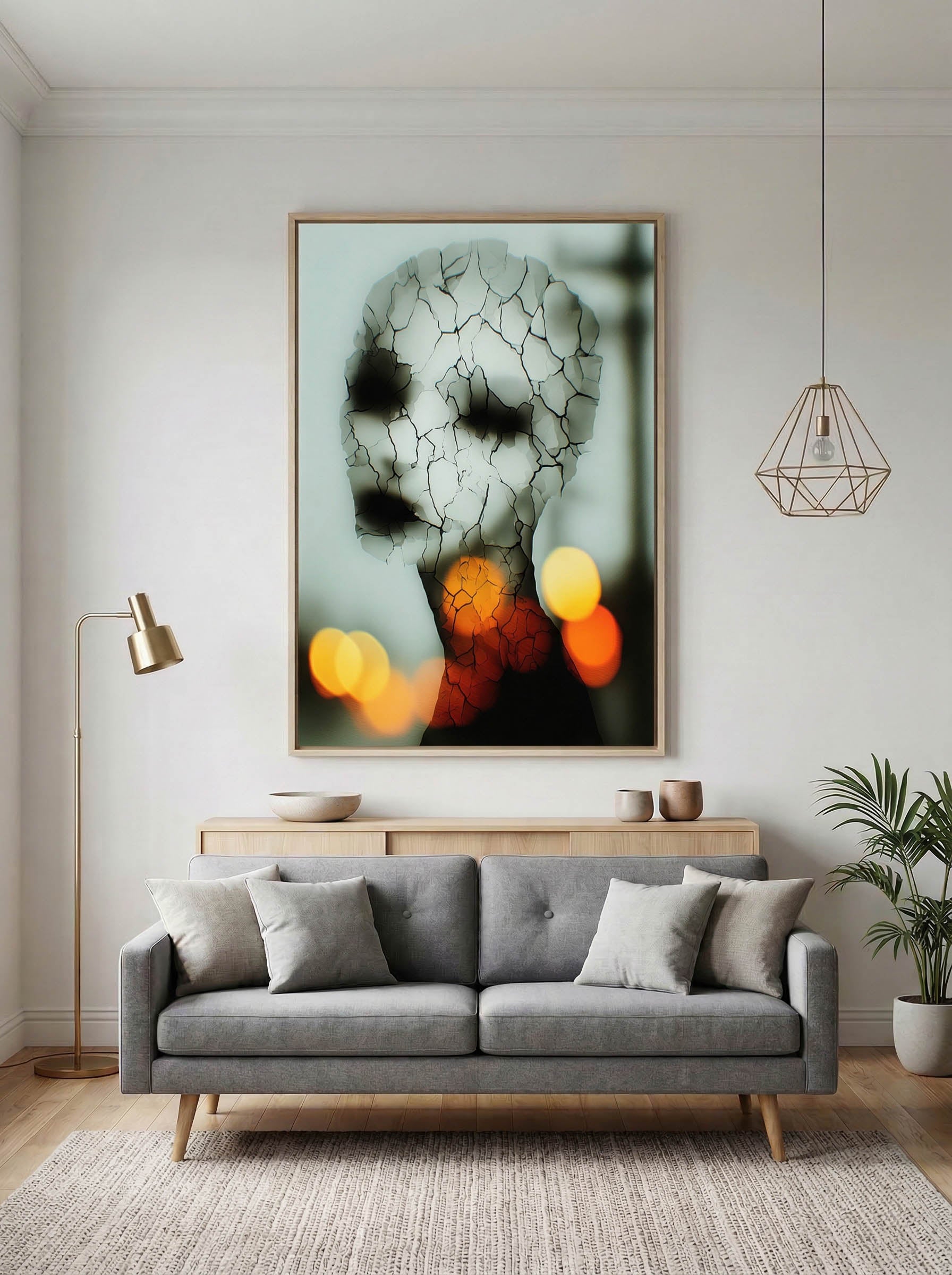 Cracked Light – Surreal Fractured Figure Wall Art 581
