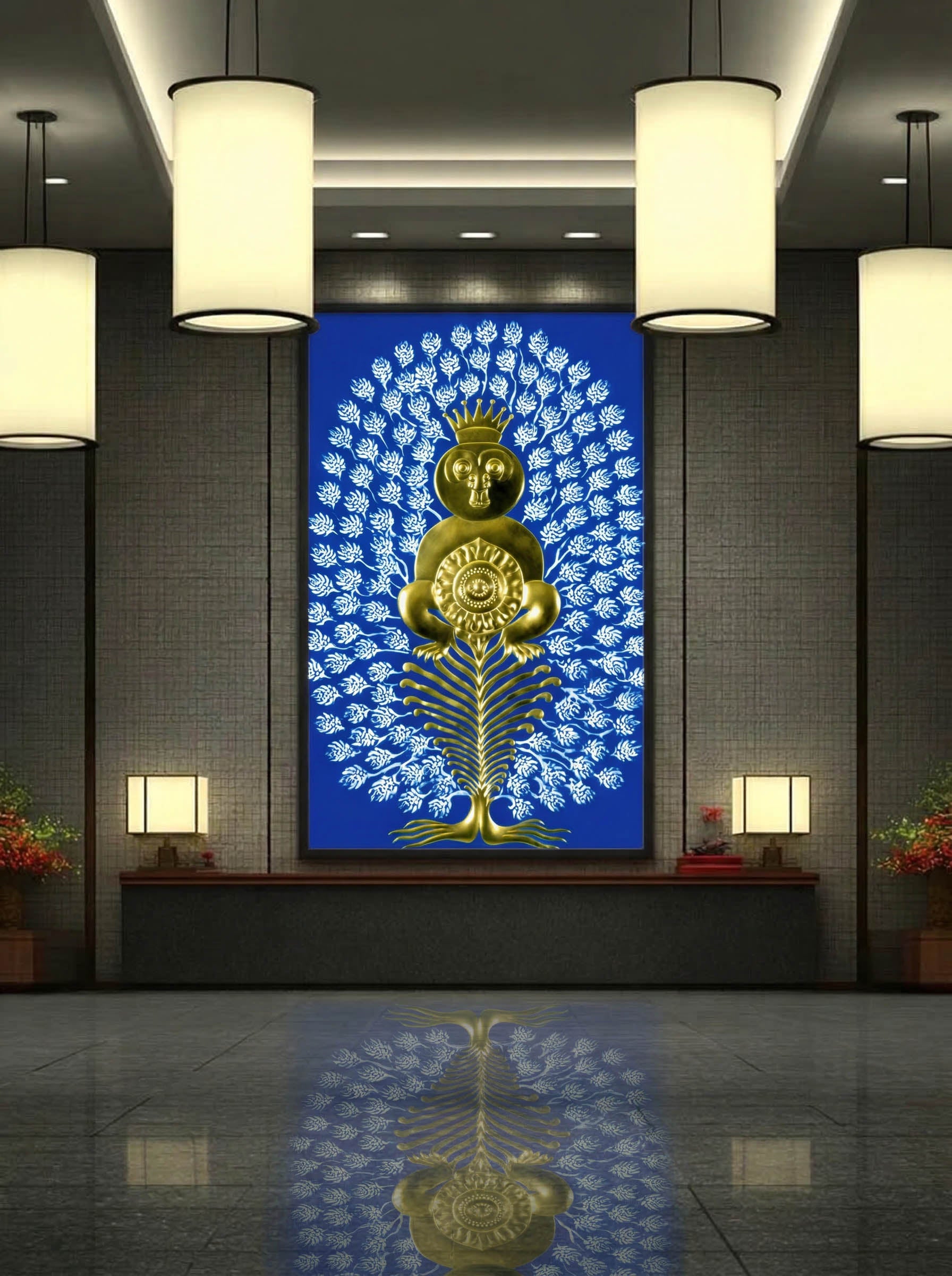 Gold Monkey King – Surreal Folk Art Decorative Wall Art 583