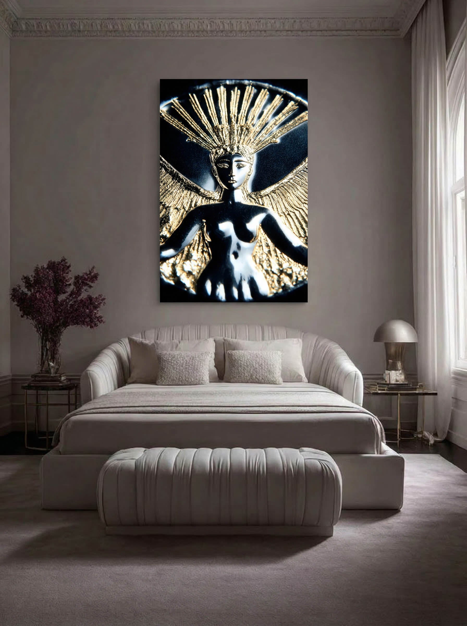Radiant Wings – Surreal Gold Relief Figure Wall Art 584 Secondary image
