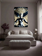 Radiant Wings – Surreal Gold Relief Figure Wall Art 584