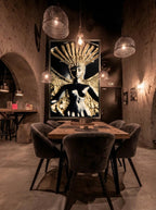 Radiant Wings – Surreal Gold Relief Figure Wall Art 584