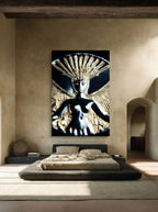 Radiant Wings – Surreal Gold Relief Figure Wall Art 584
