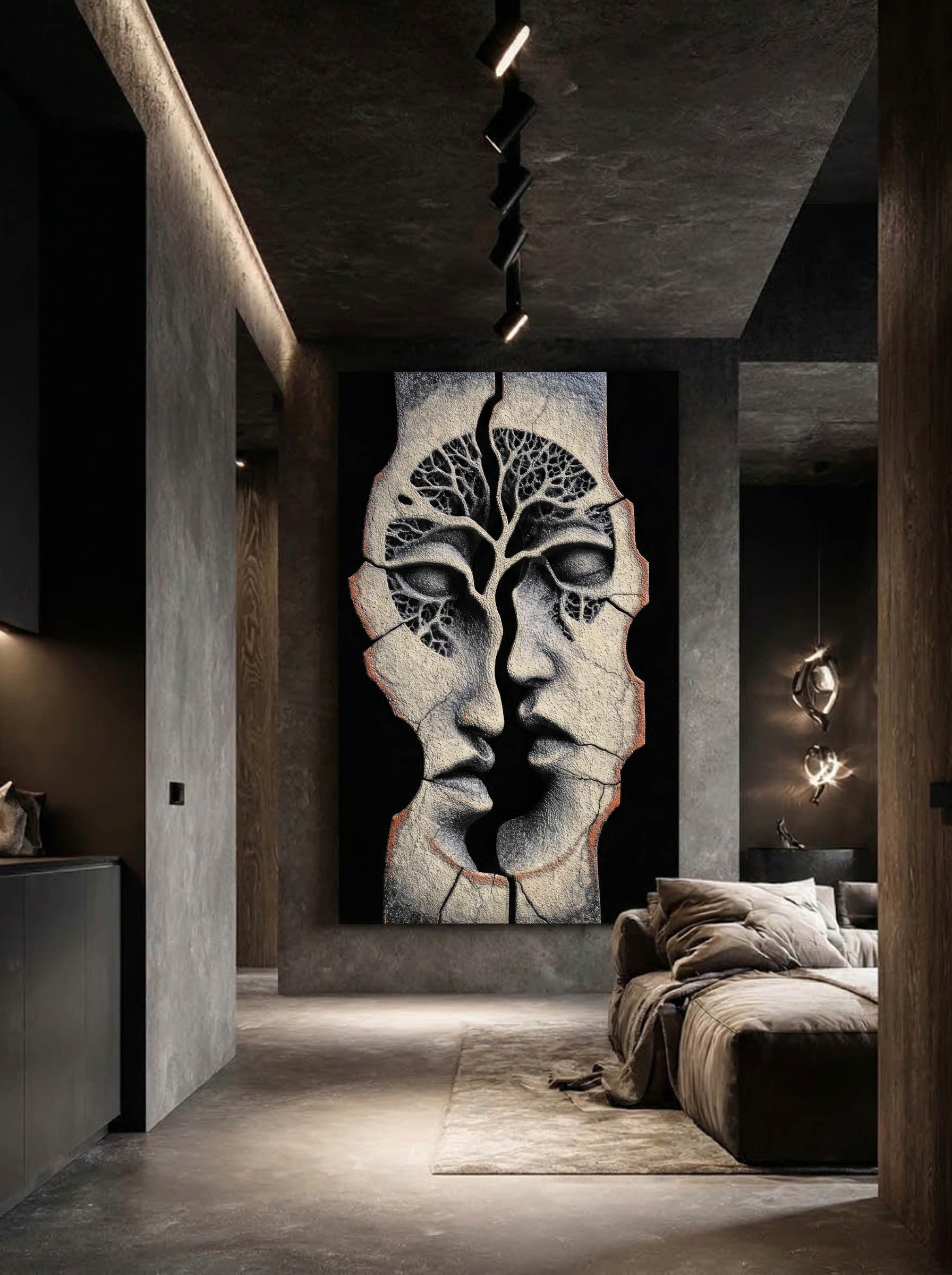Fractured Self – Surreal Stone Dual Portrait Wall Art 586 Secondary image