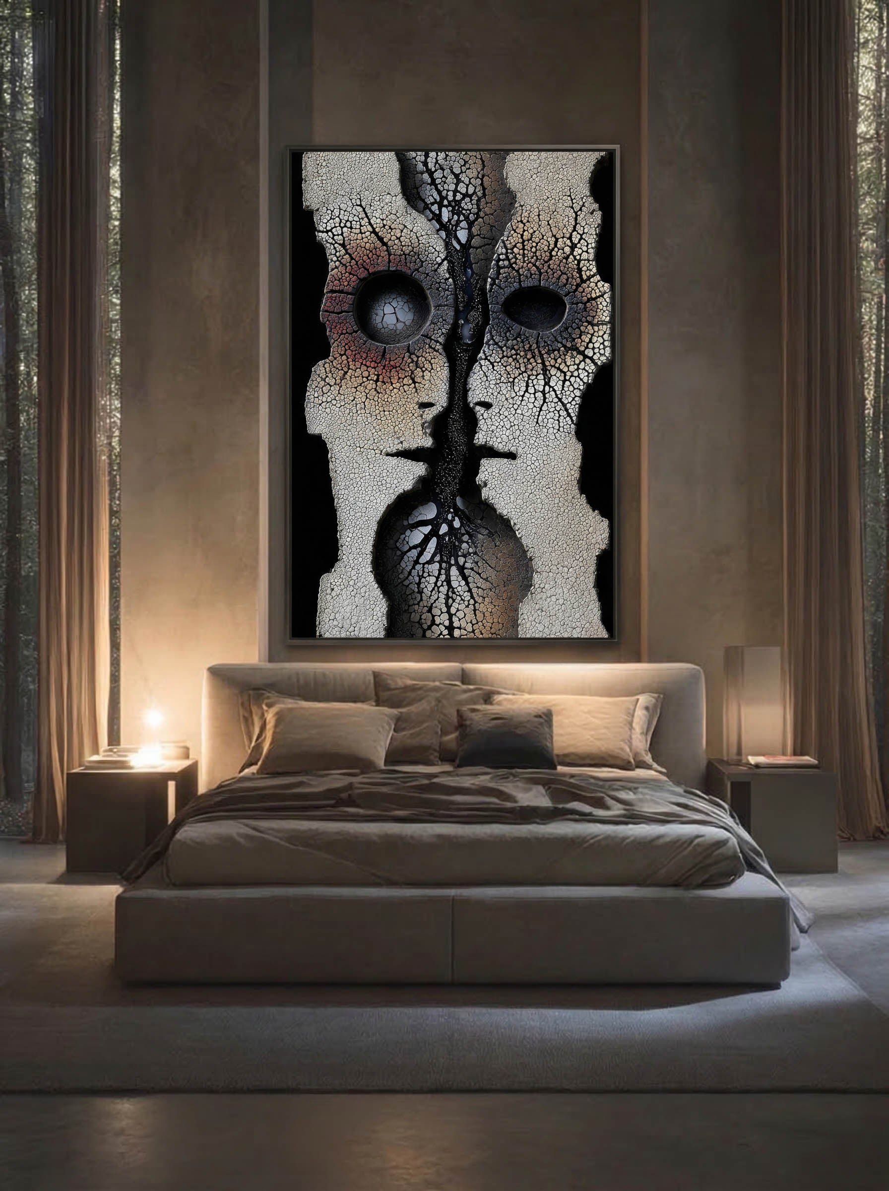 Stone Resonance – Surreal Wabi Sabi Dual Profile Wall Art 587 Secondary image