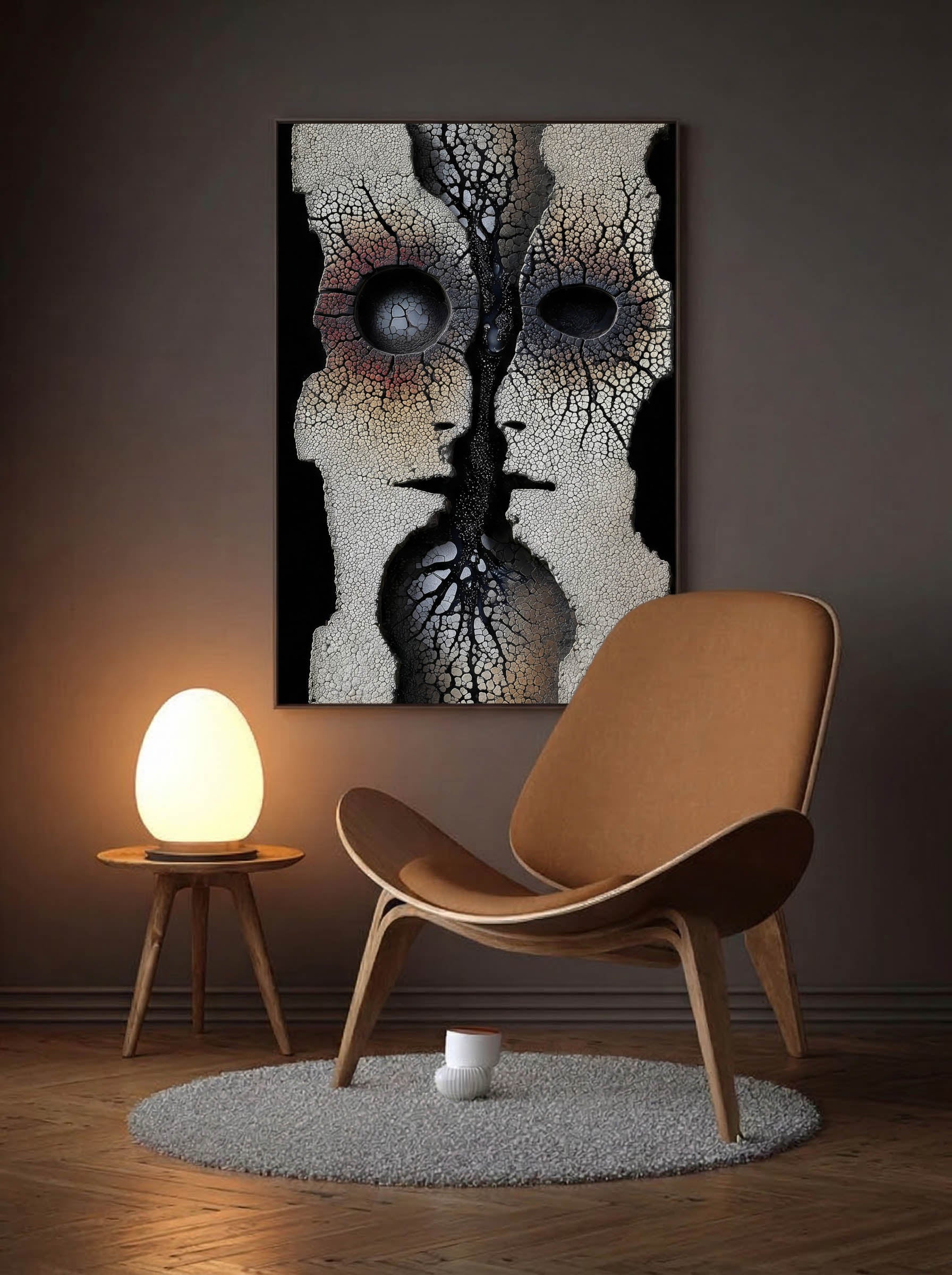 Stone Resonance – Surreal Wabi Sabi Dual Profile Wall Art 587