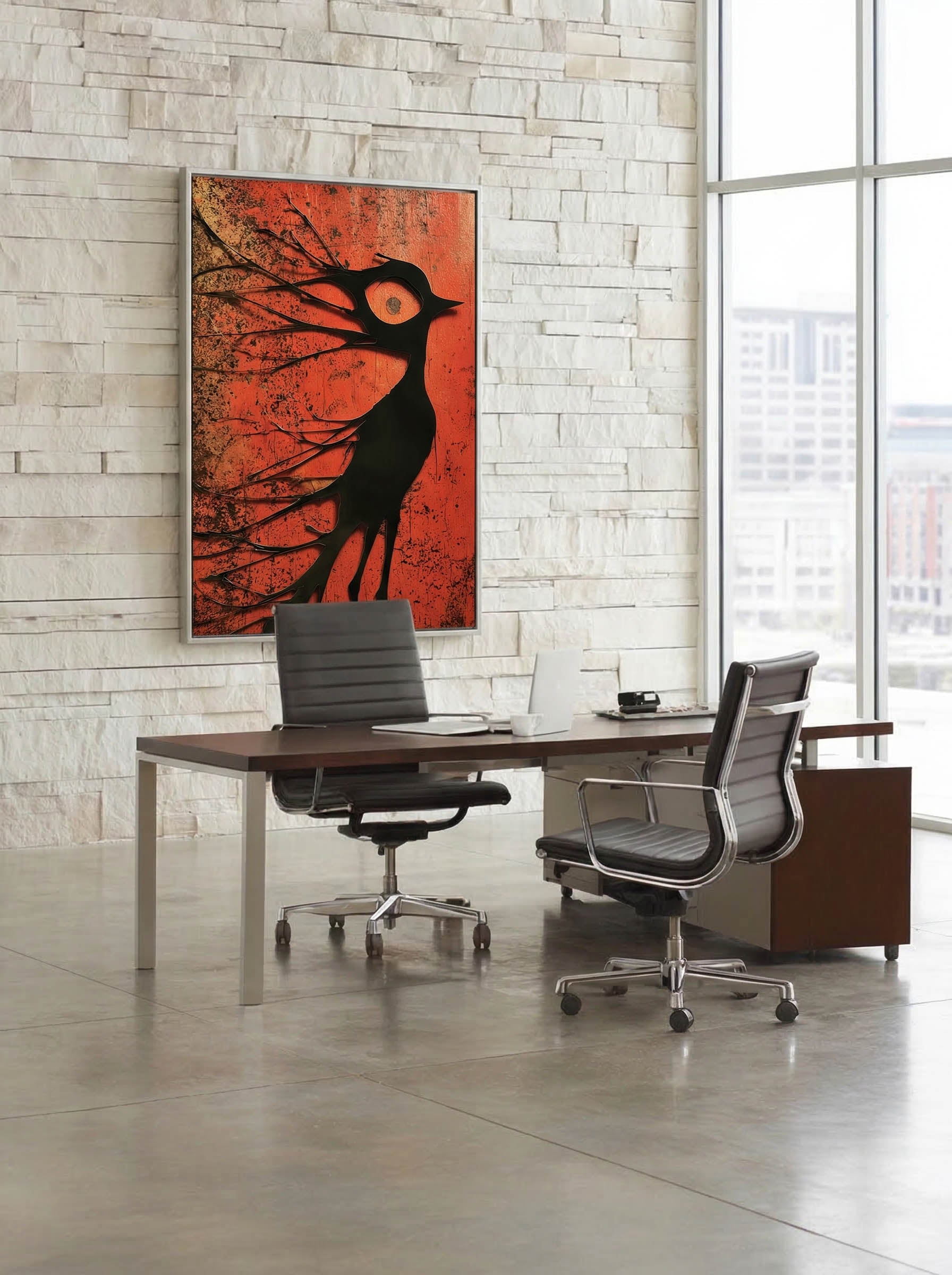 Crimson Flight – Surreal Minimalist Bird Wall Art 589 Secondary image