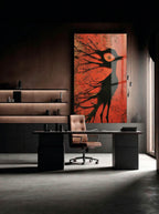 Crimson Flight – Surreal Minimalist Bird Wall Art 589