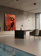 Crimson Flight – Surreal Minimalist Bird Wall Art 589