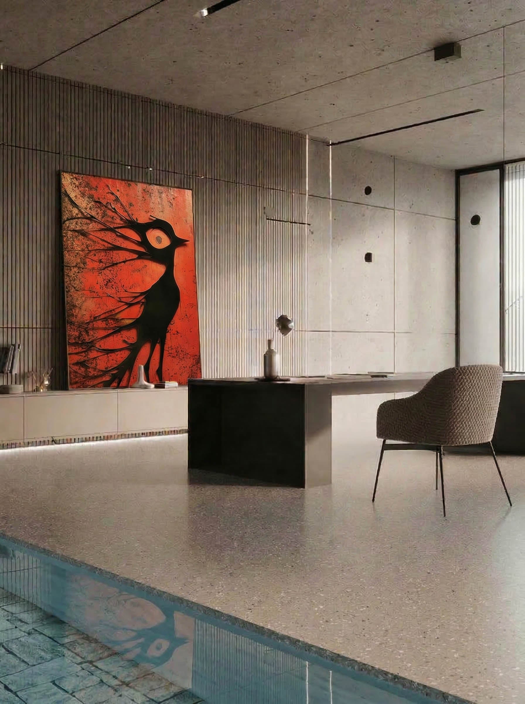Crimson Flight – Surreal Minimalist Bird Wall Art 589