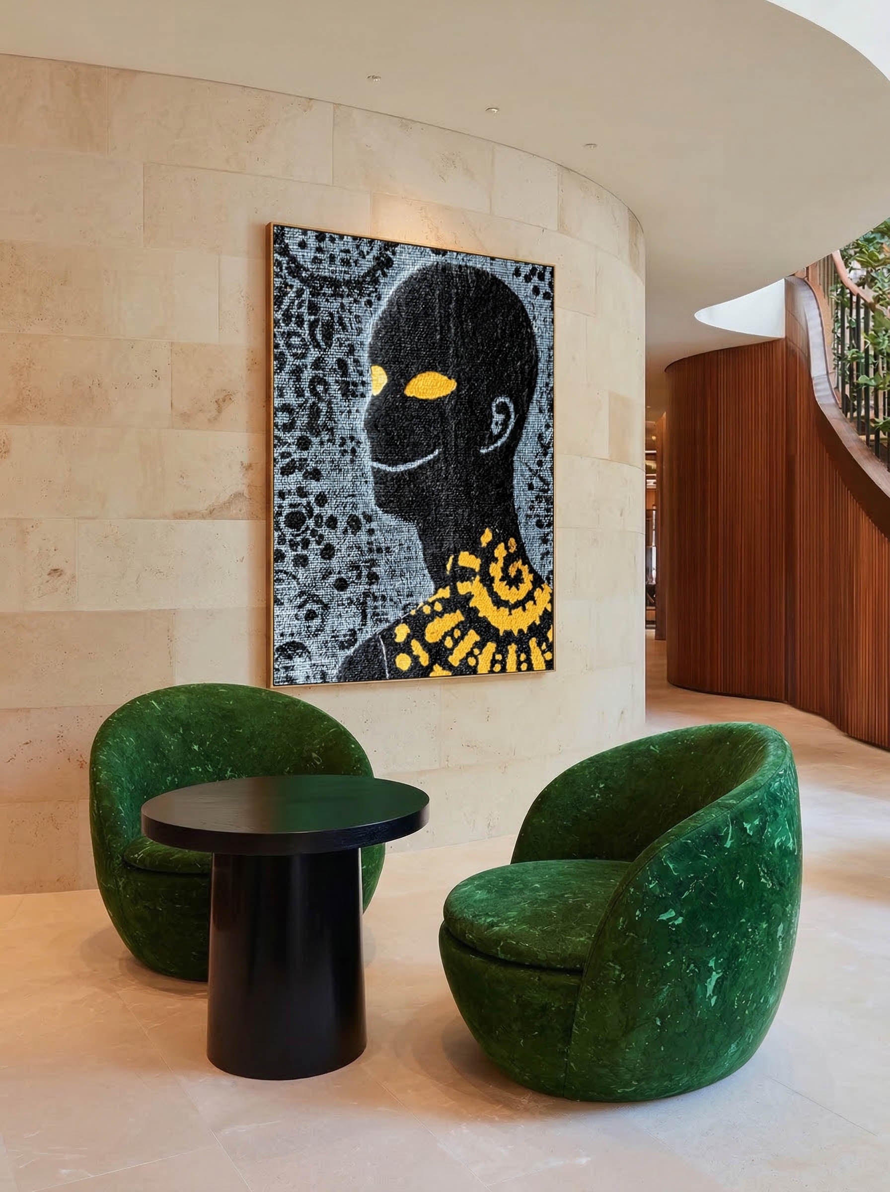 Amber Gaze – Surreal Folk Swirl Figure Wall Art 590 Secondary image
