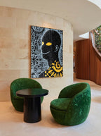 Amber Gaze – Surreal Folk Swirl Figure Wall Art 590