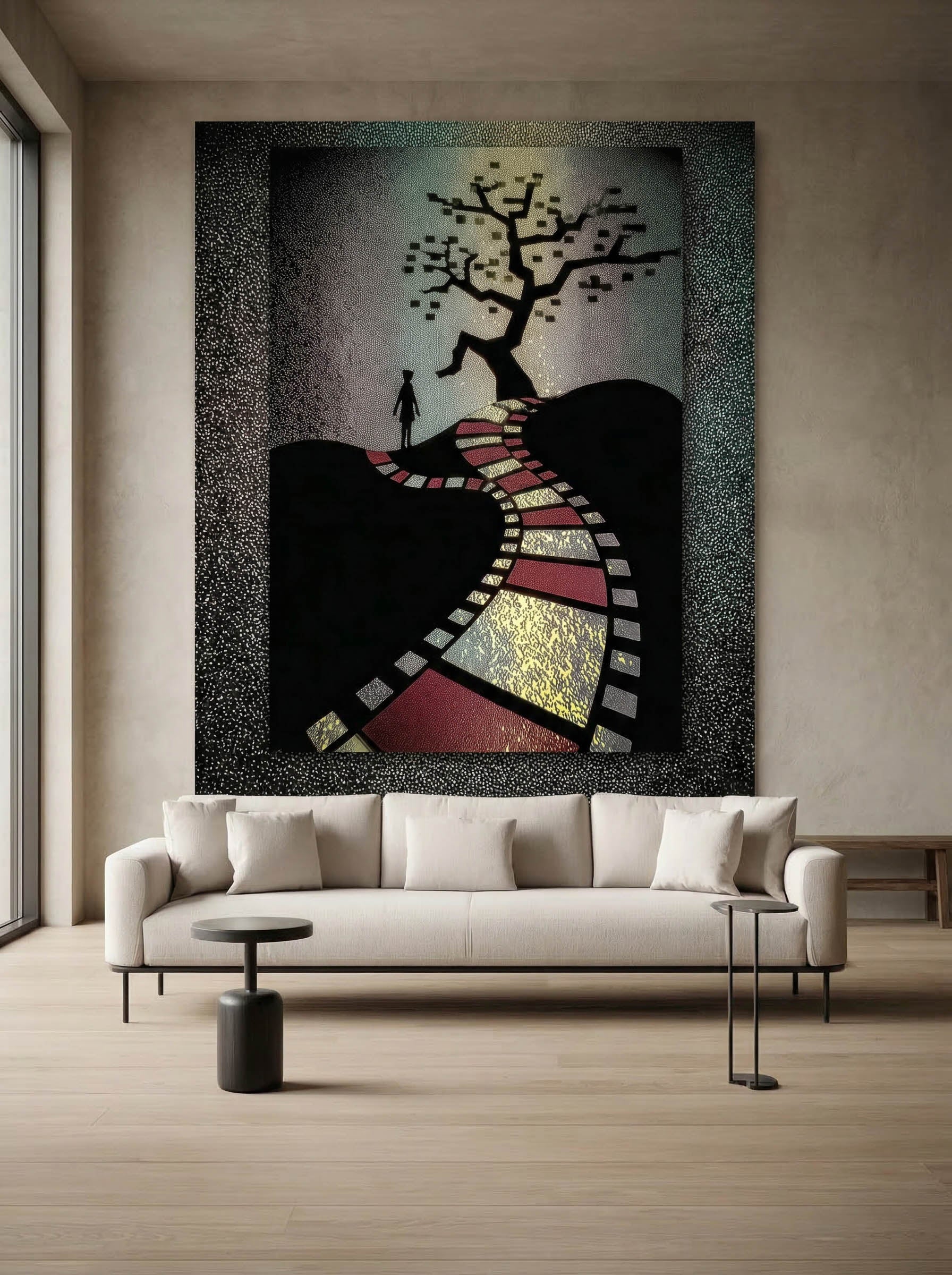 Starlit Passage – Surreal Stipple Landscape Wall Art 591