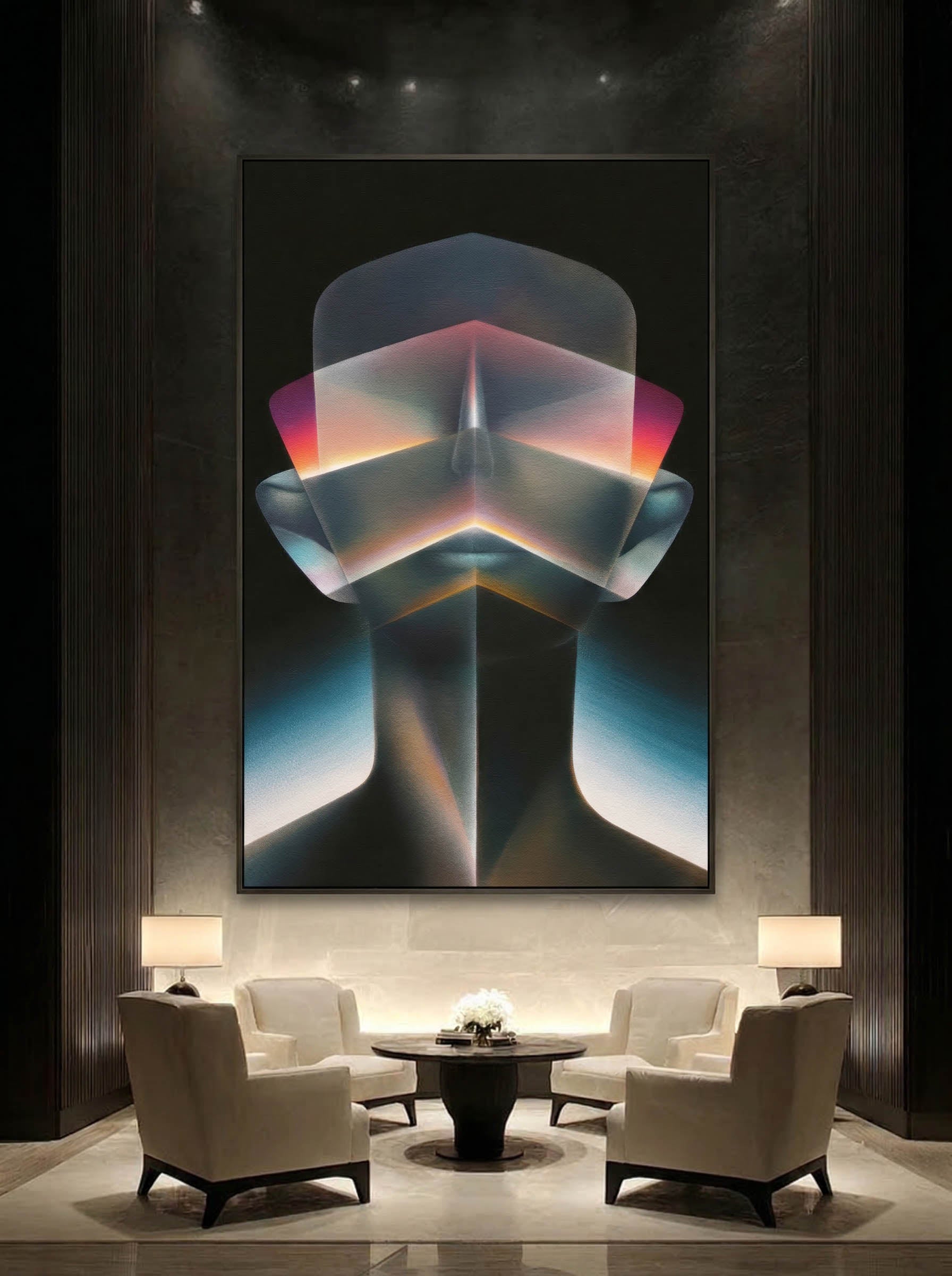 Prismatic Gaze – Surreal Geometric Crystal Wall Art 594