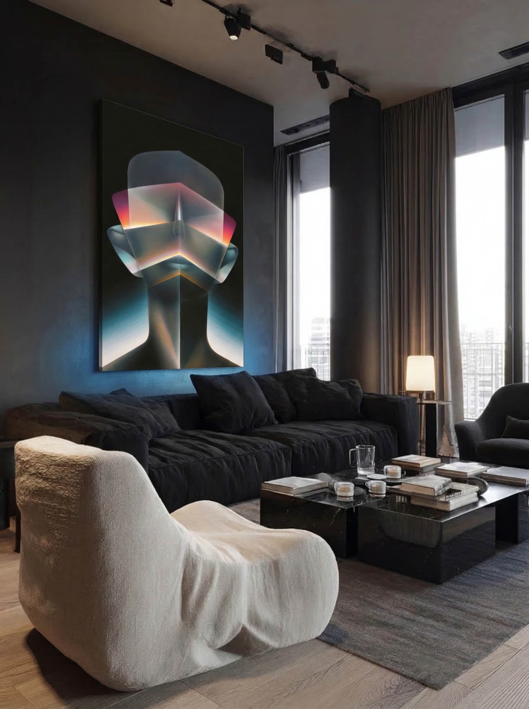 Prismatic Gaze – Surreal Geometric Crystal Wall Art 594
