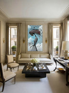 Crimson Breeze – Surreal Folk Floral Figure Wall Art 597