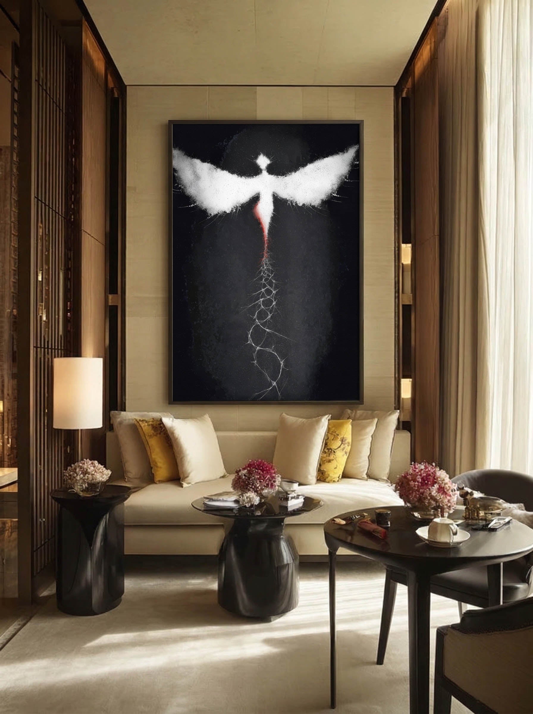 Etheric Descent – Surreal Winged Abstract Wall Art 599