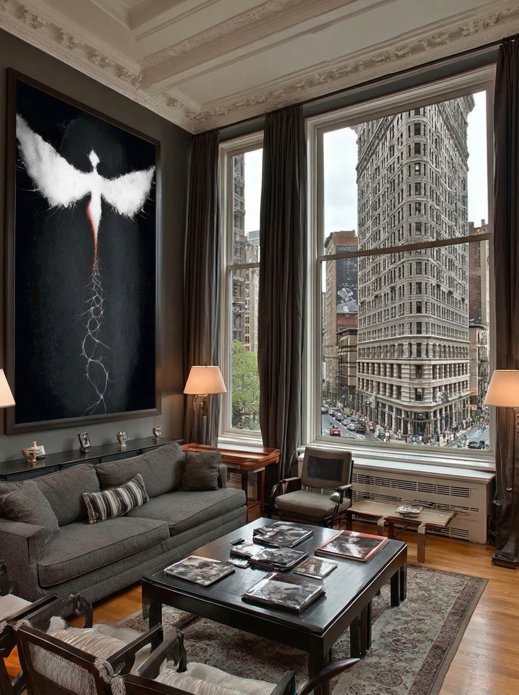 Etheric Descent – Surreal Winged Abstract Wall Art 599