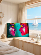 Magenta Echoes – Surreal Psychedelic Dual Portrait Wall Art 071