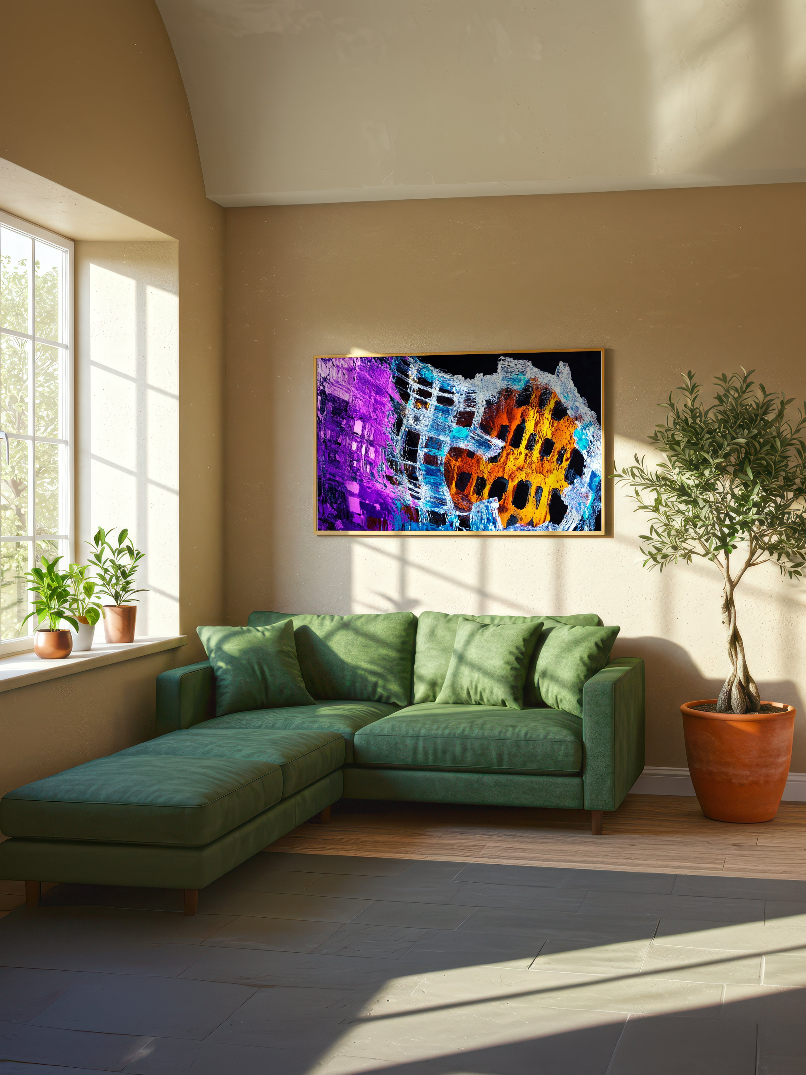 Prism Fracture – Surreal Crystalline Geometric Abstract Wall Art 034