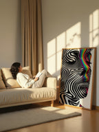 Zebra Psychedelic Portrait – Surreal Animal Pop Wall Art 308
