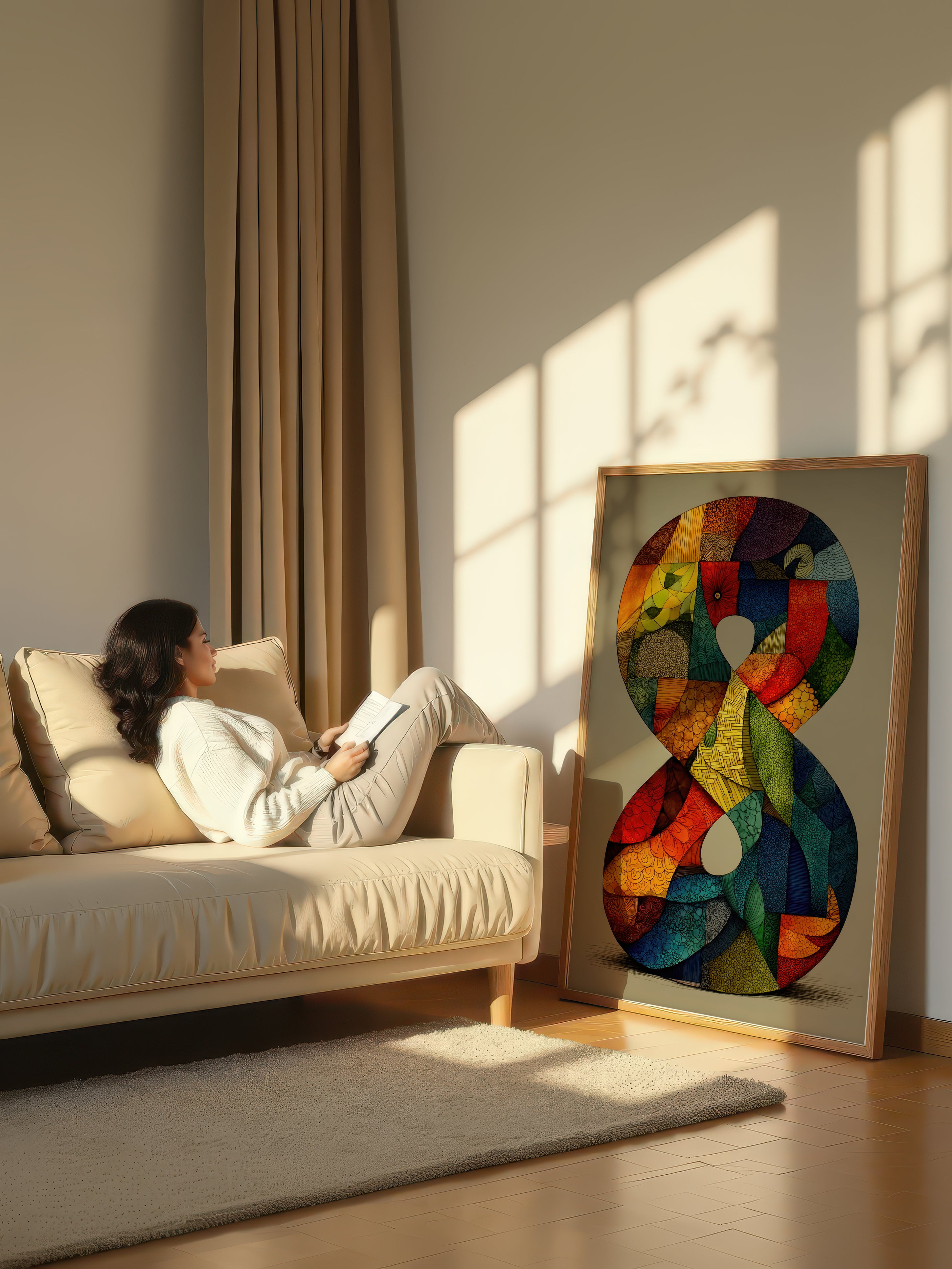 Mosaic Number Eight – Surreal Graphic Symbol Wall Art 249