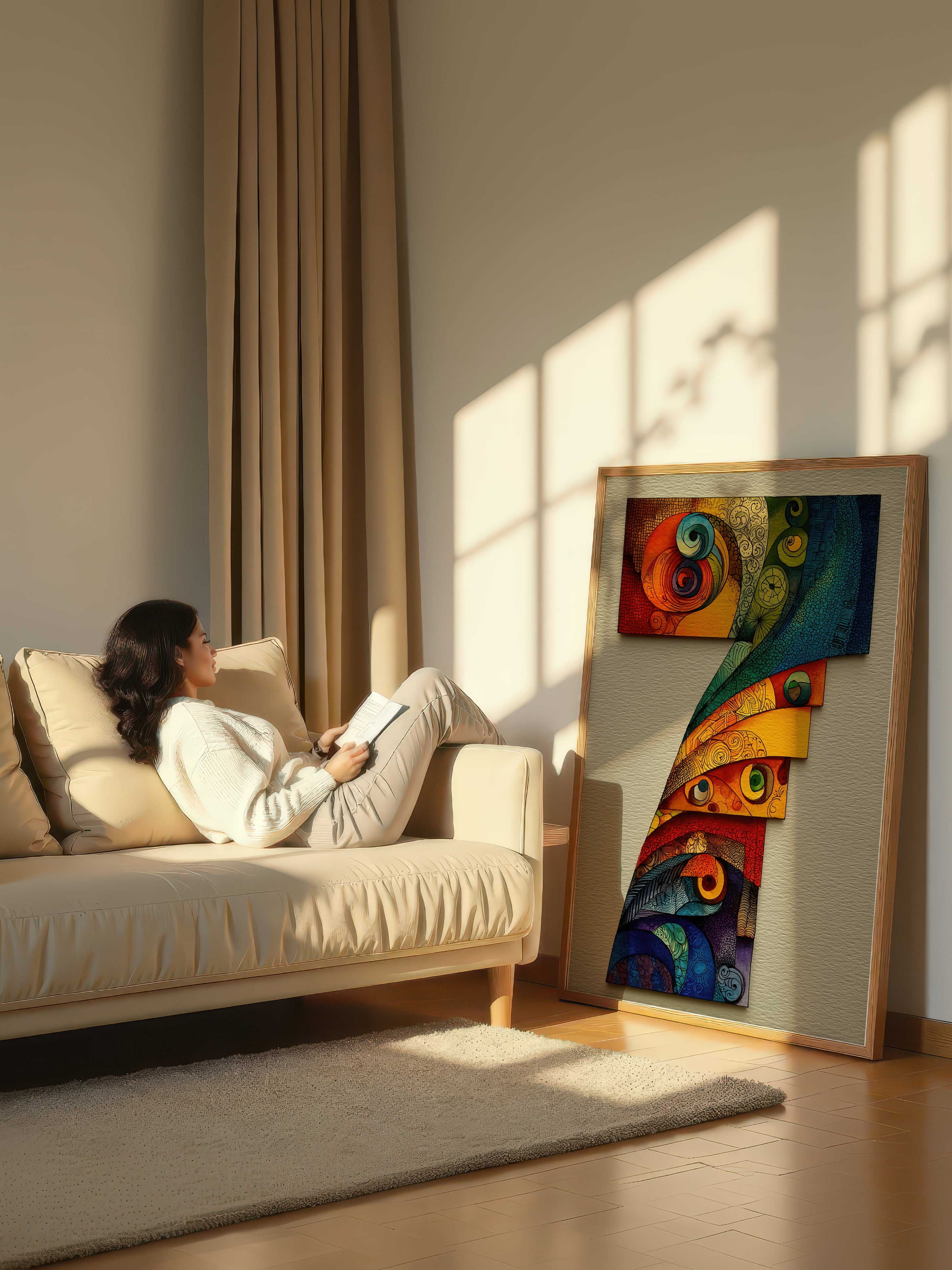 Mosaic Number Seven – Surreal Graphic Symbol Wall Art 248