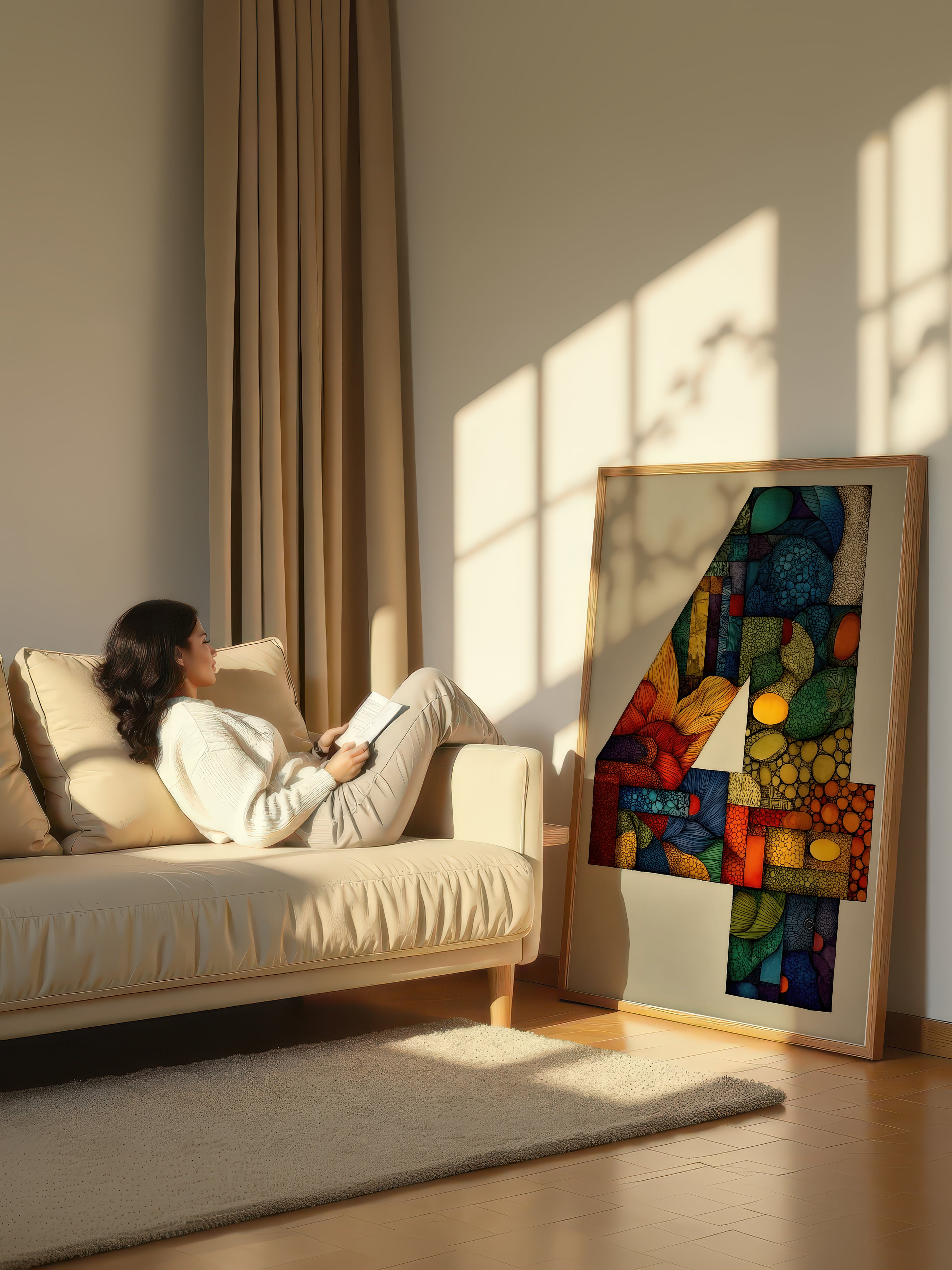 Mosaic Number Four – Surreal Graphic Symbol Wall Art 246