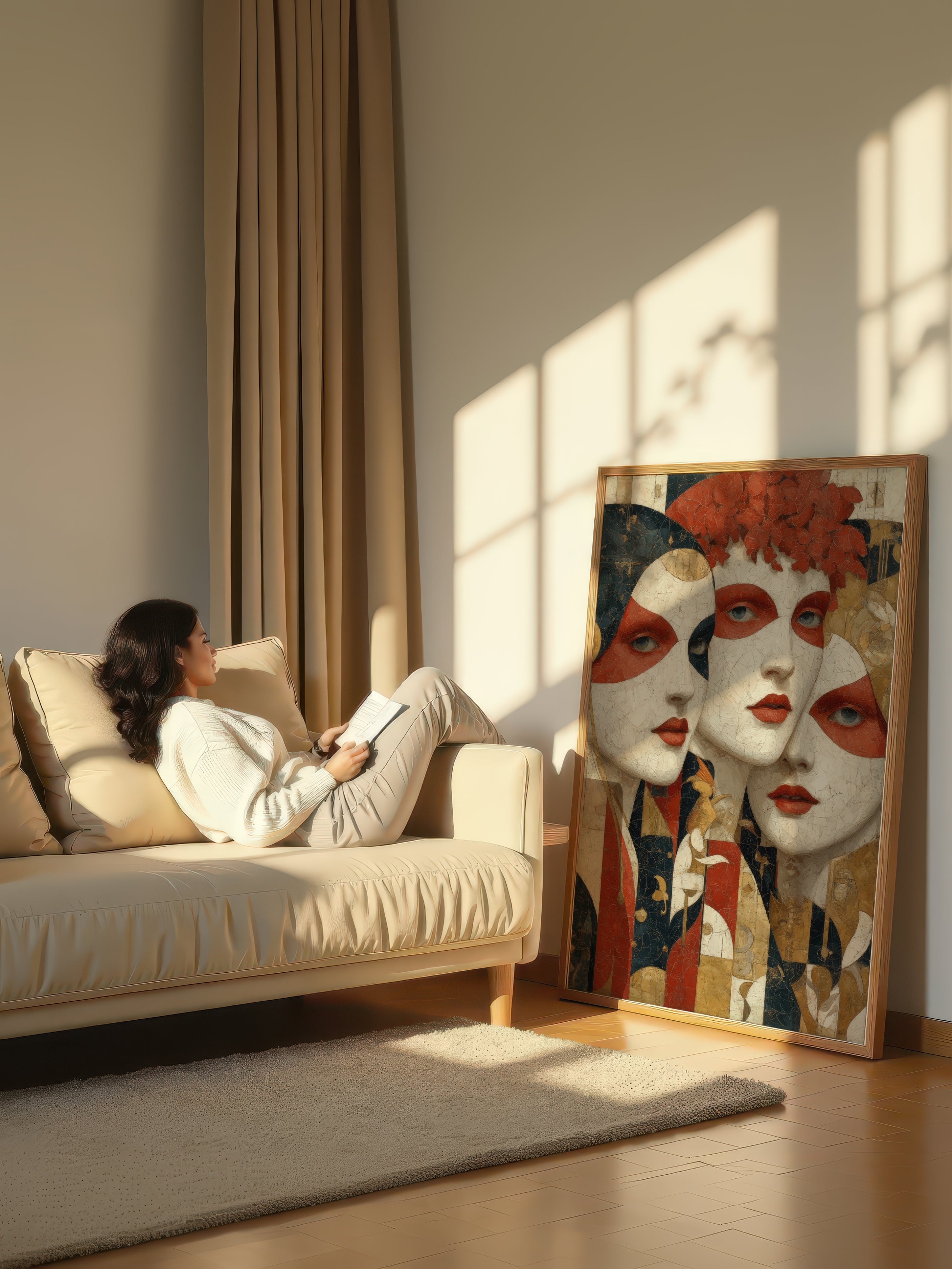 Contemporary Harlequin Trio – Surreal Whimsical Wall Art 163