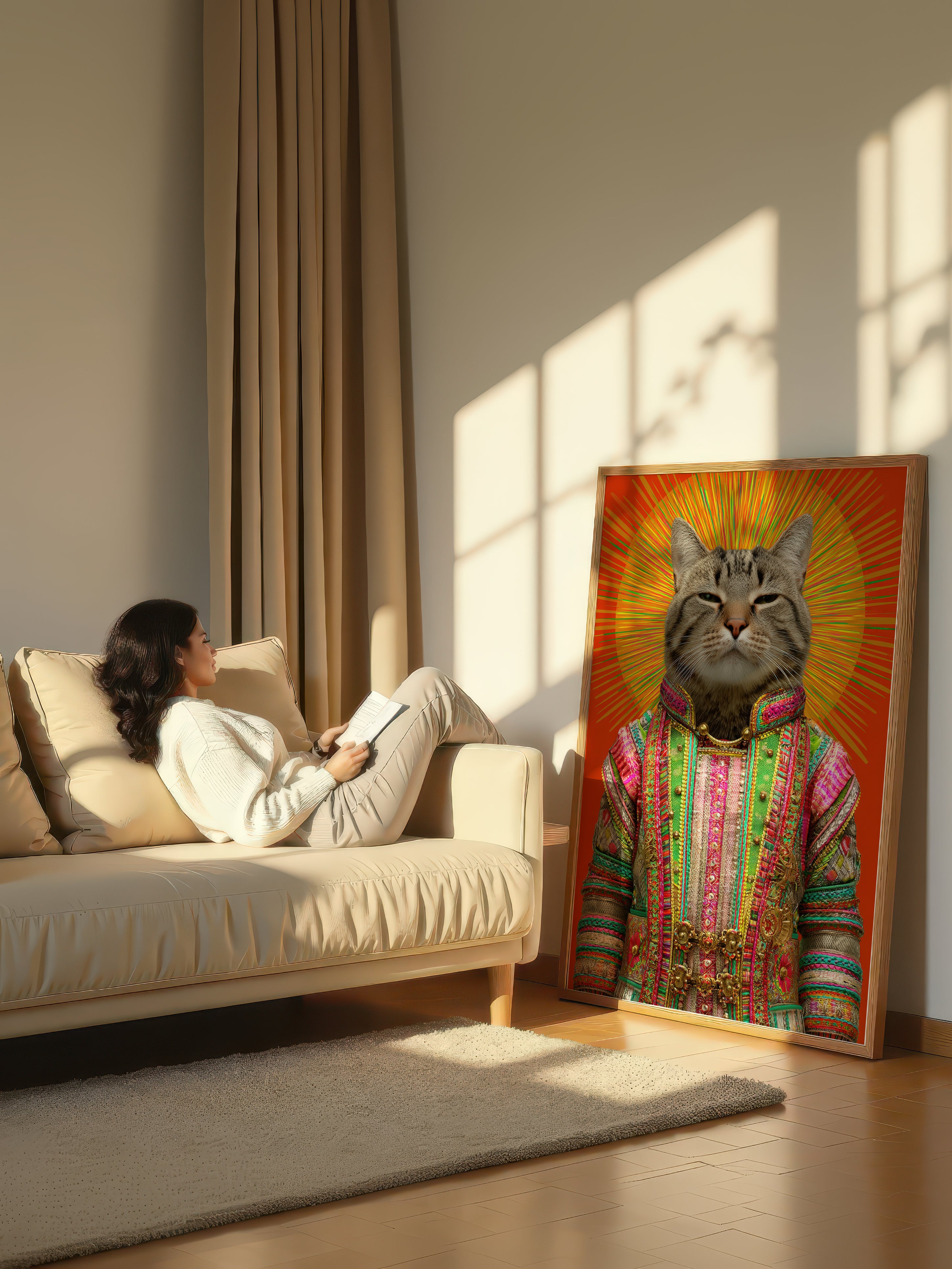 Regal Cat Portrait – Surreal Animal Wall Art 078