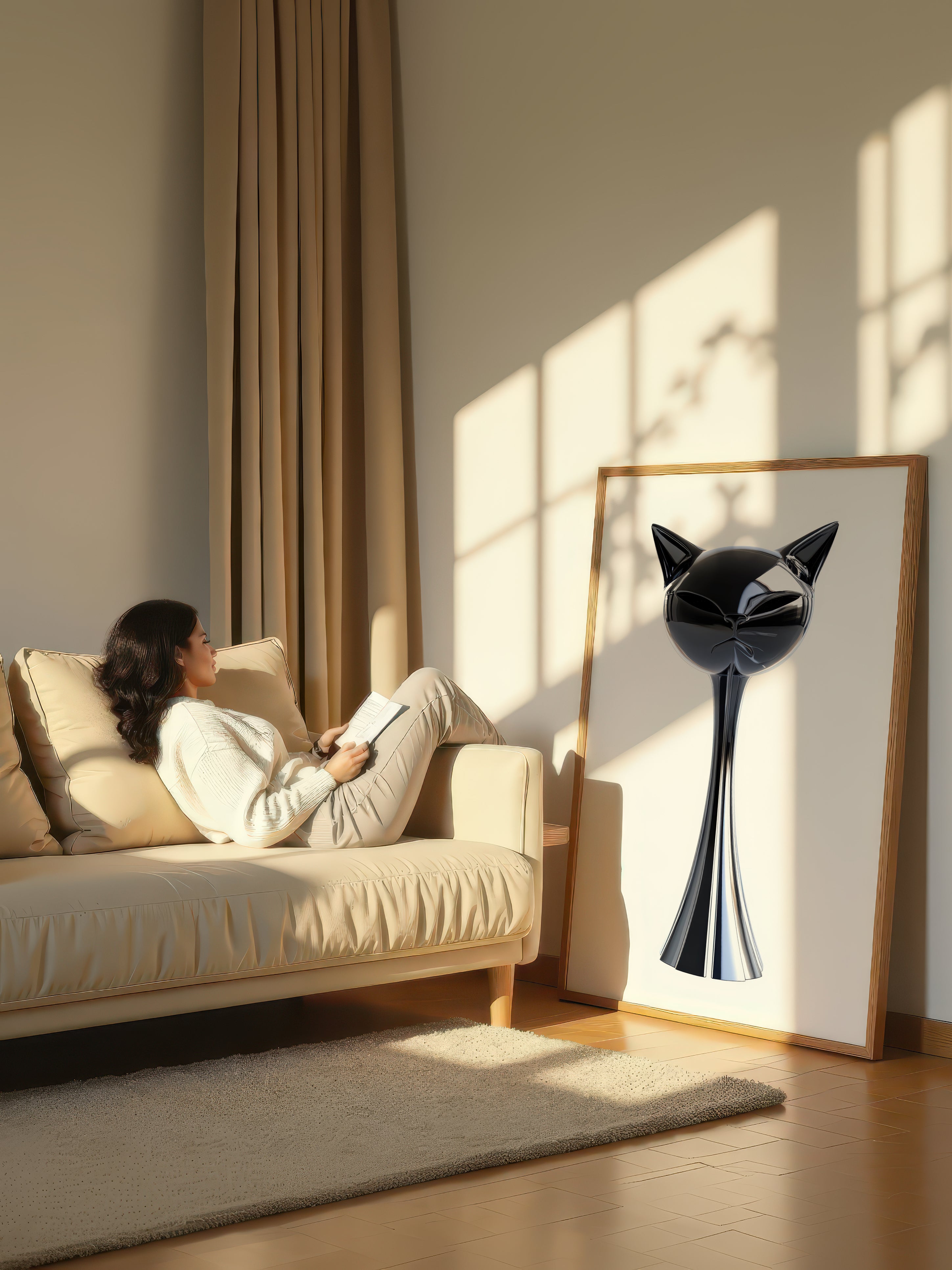 Modern Abstract Cat – Surreal Animal Wall Art 084