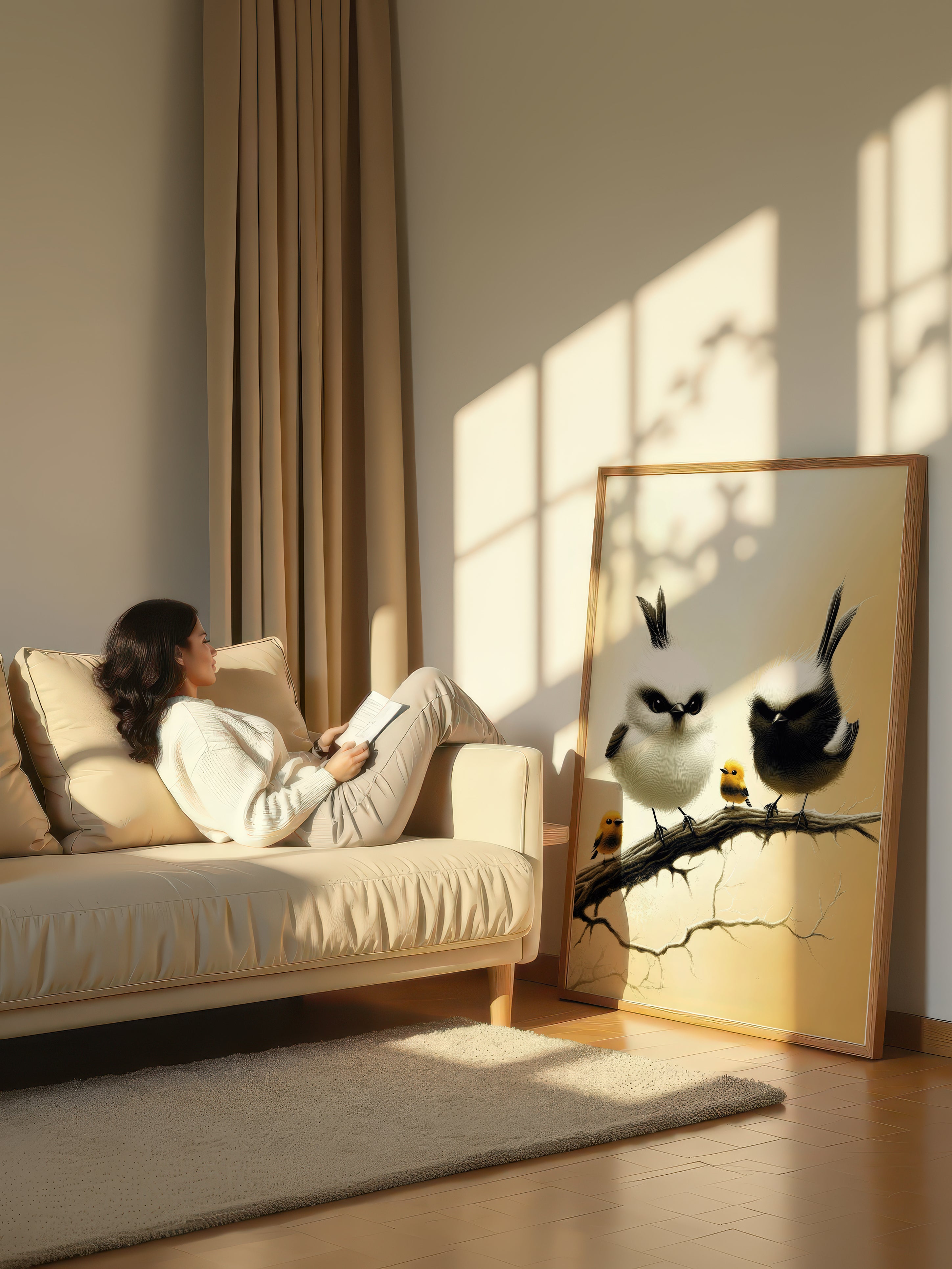 Protective Perch – Surreal Whimsical Bird Family Wall Art 199