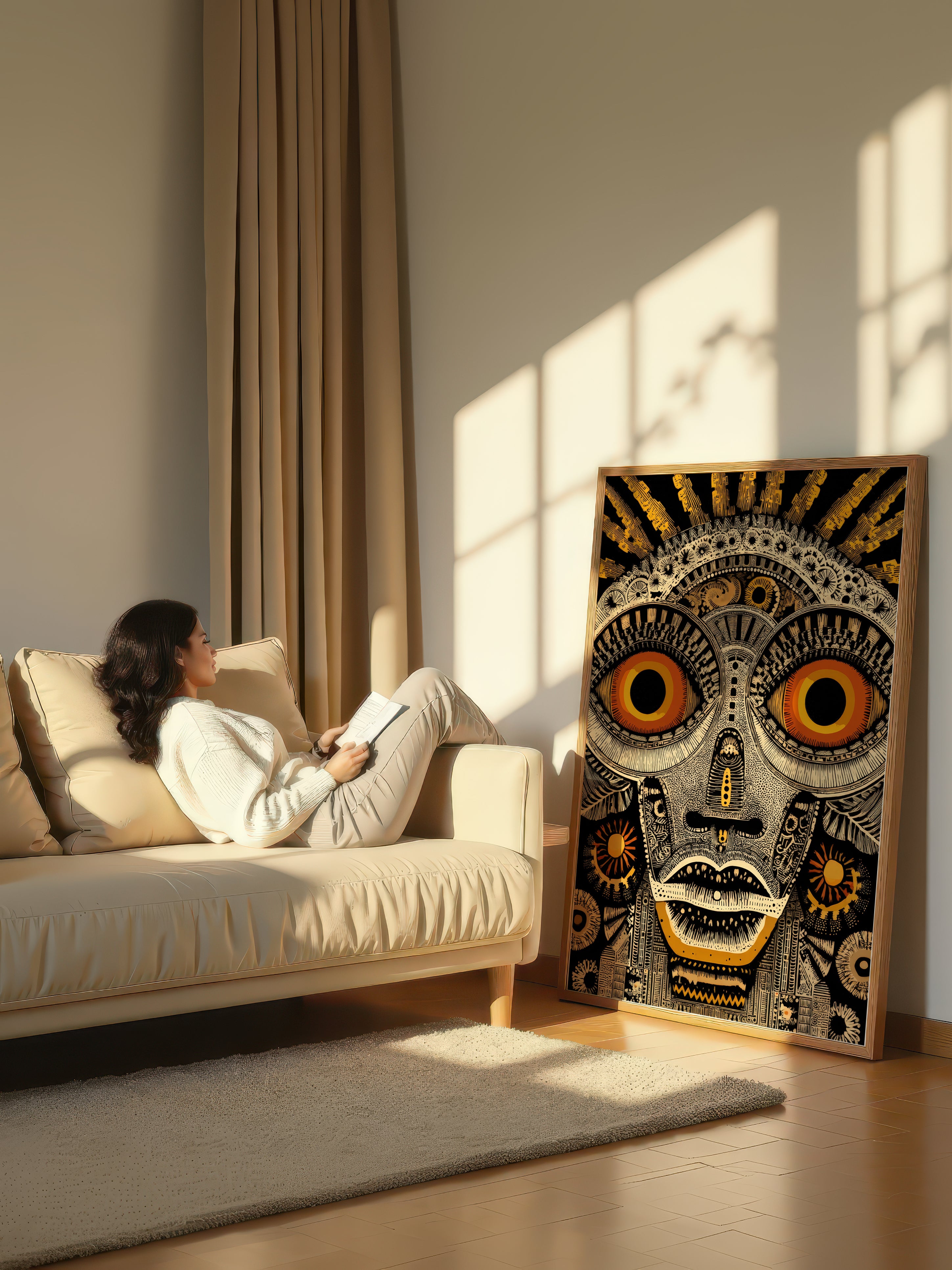 Tribal Face Illustration – Surreal Tribal Wall Art 088