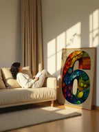 Mosaic Number Six – Surreal Graphic Symbol Wall Art 252