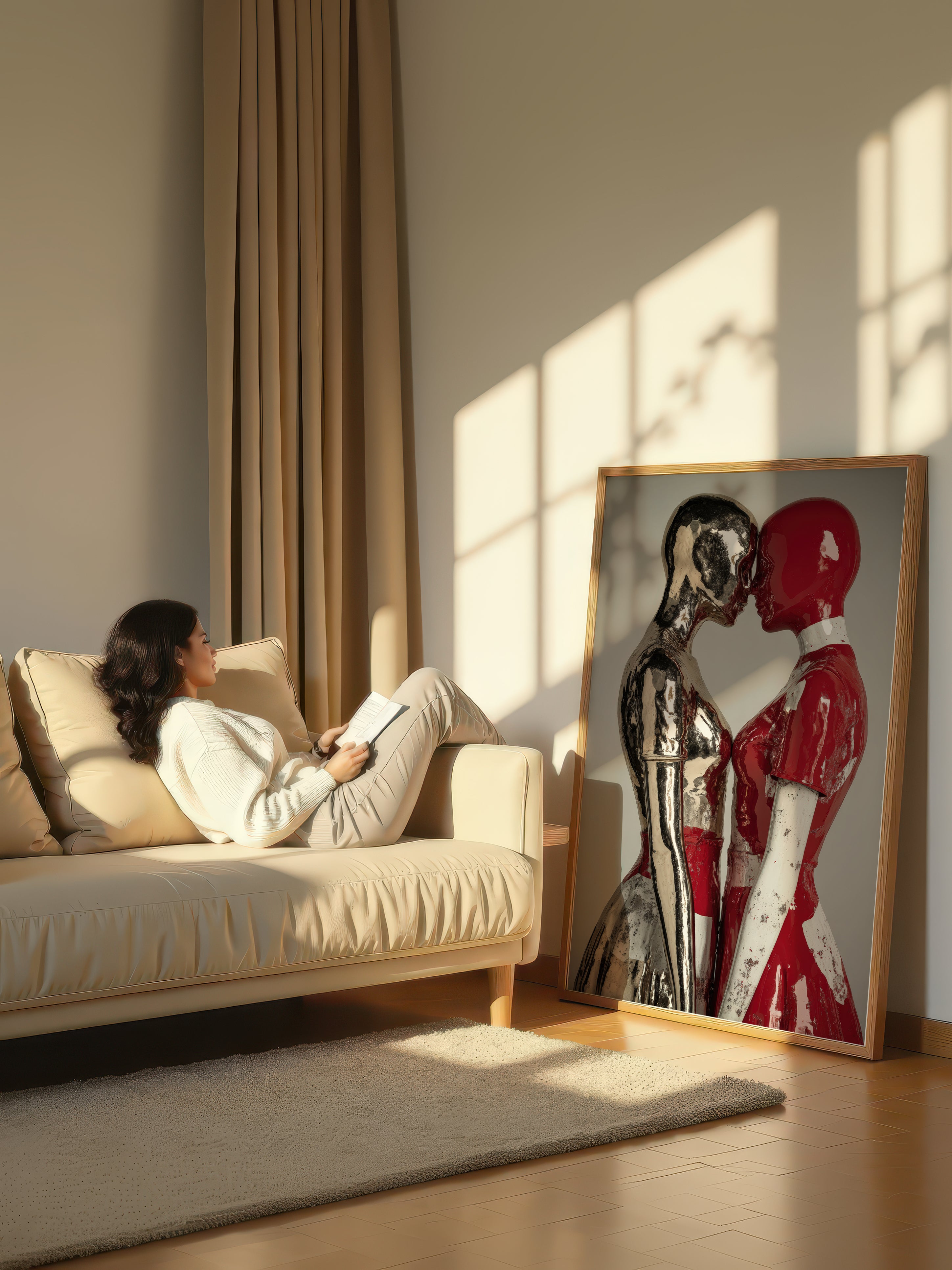 Sculptural Couple Art – Surreal Romantic Wall Art 096
