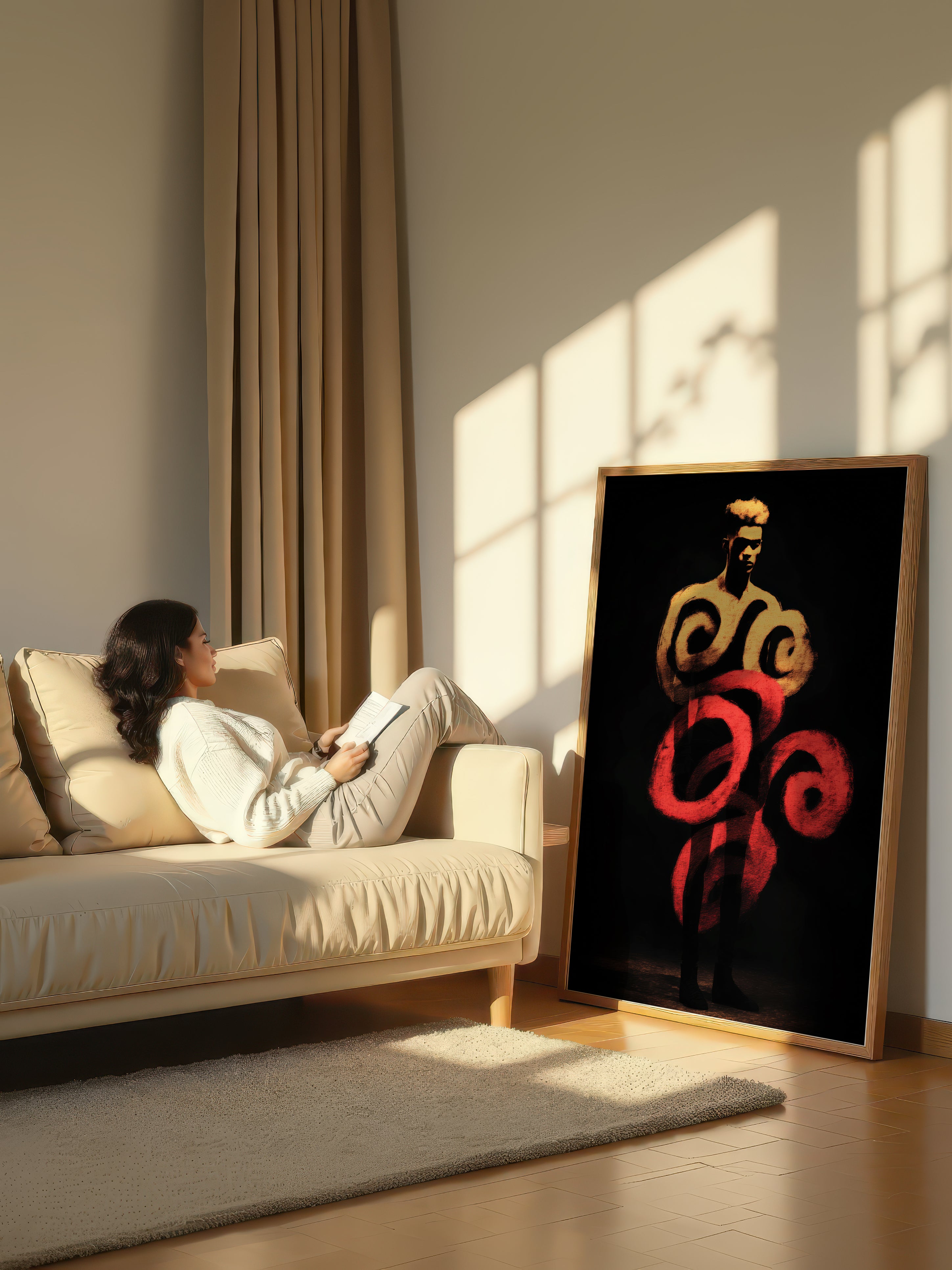 Crimson Coil – Surreal Expressionist Silhouette Abstract Wall Art 268