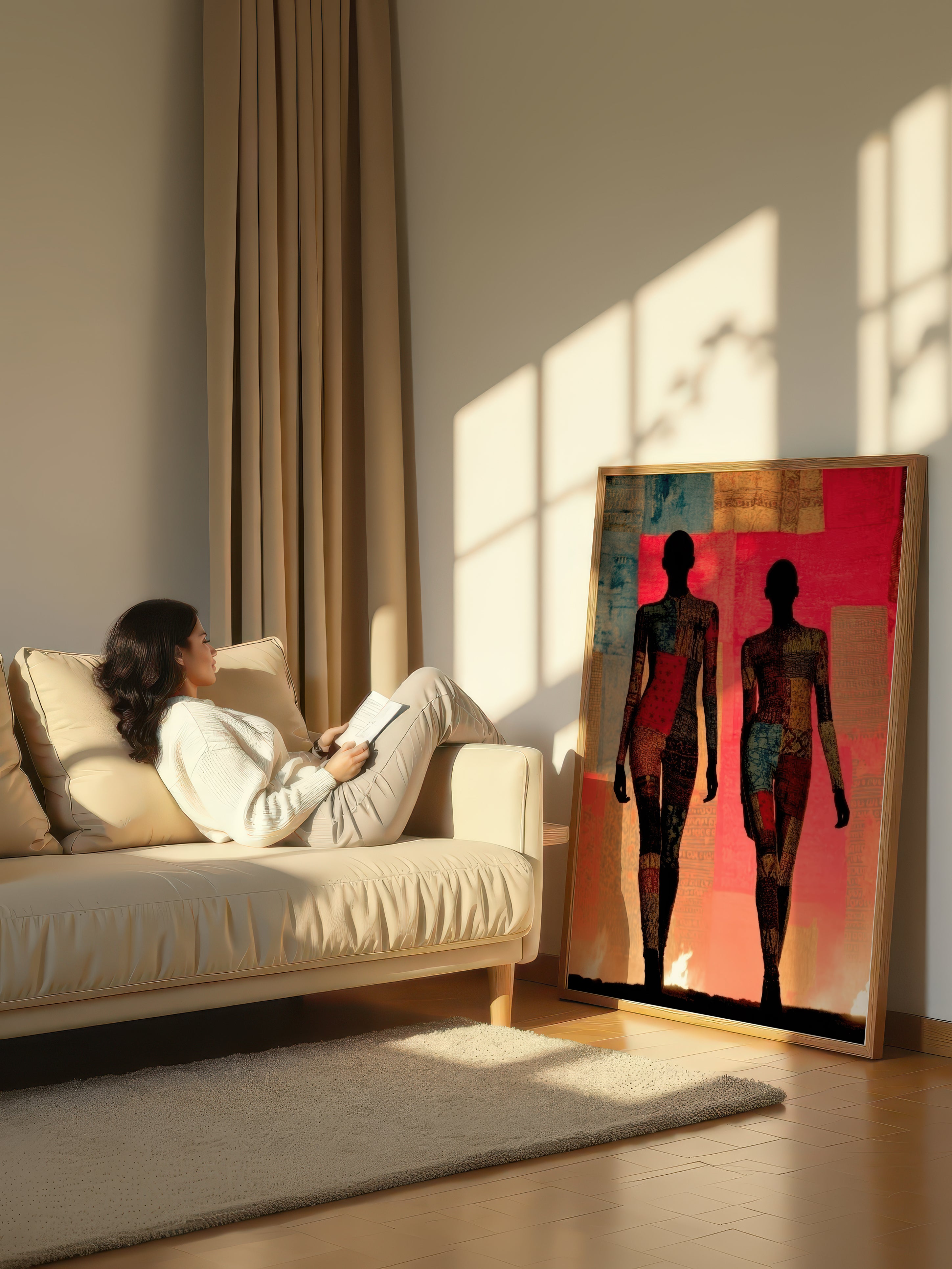 Modern Patchwork Silhouette – Surreal Textile Figure Wall Art 243