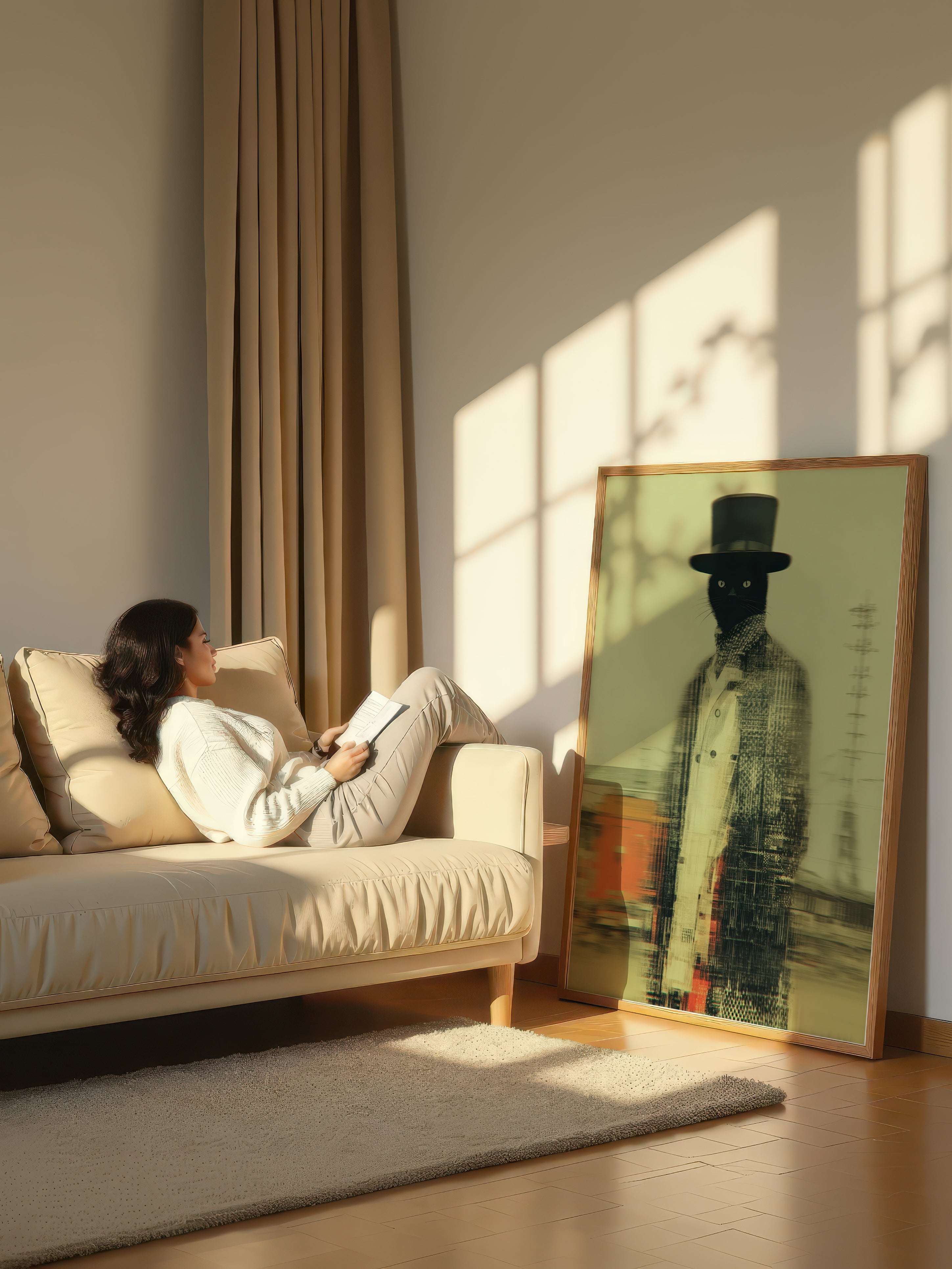 Surreal Feline Portrait – Surreal Animal Wall Art 026