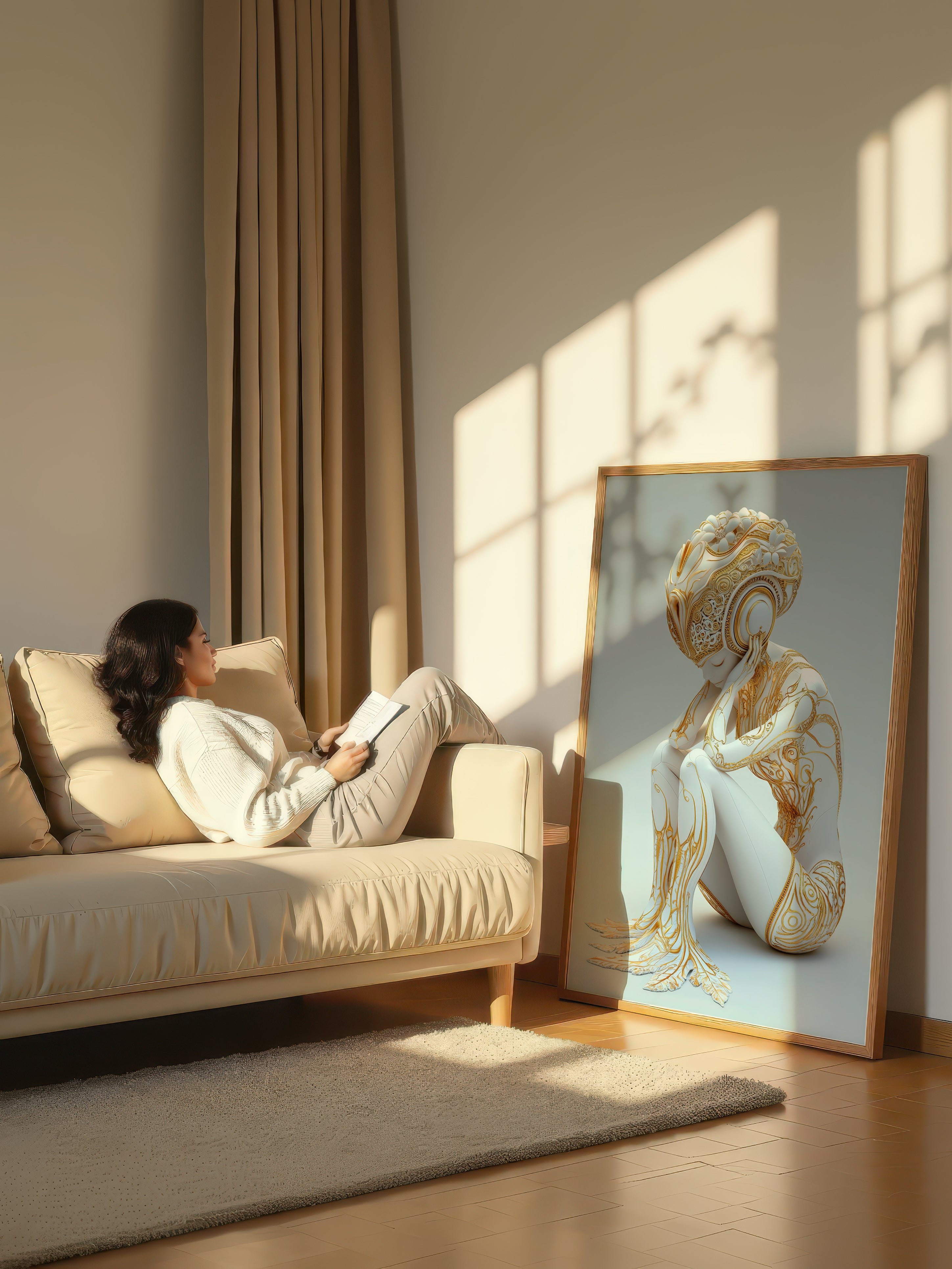 Gold Filigree Figure – Surreal Ornate Wall Art 142