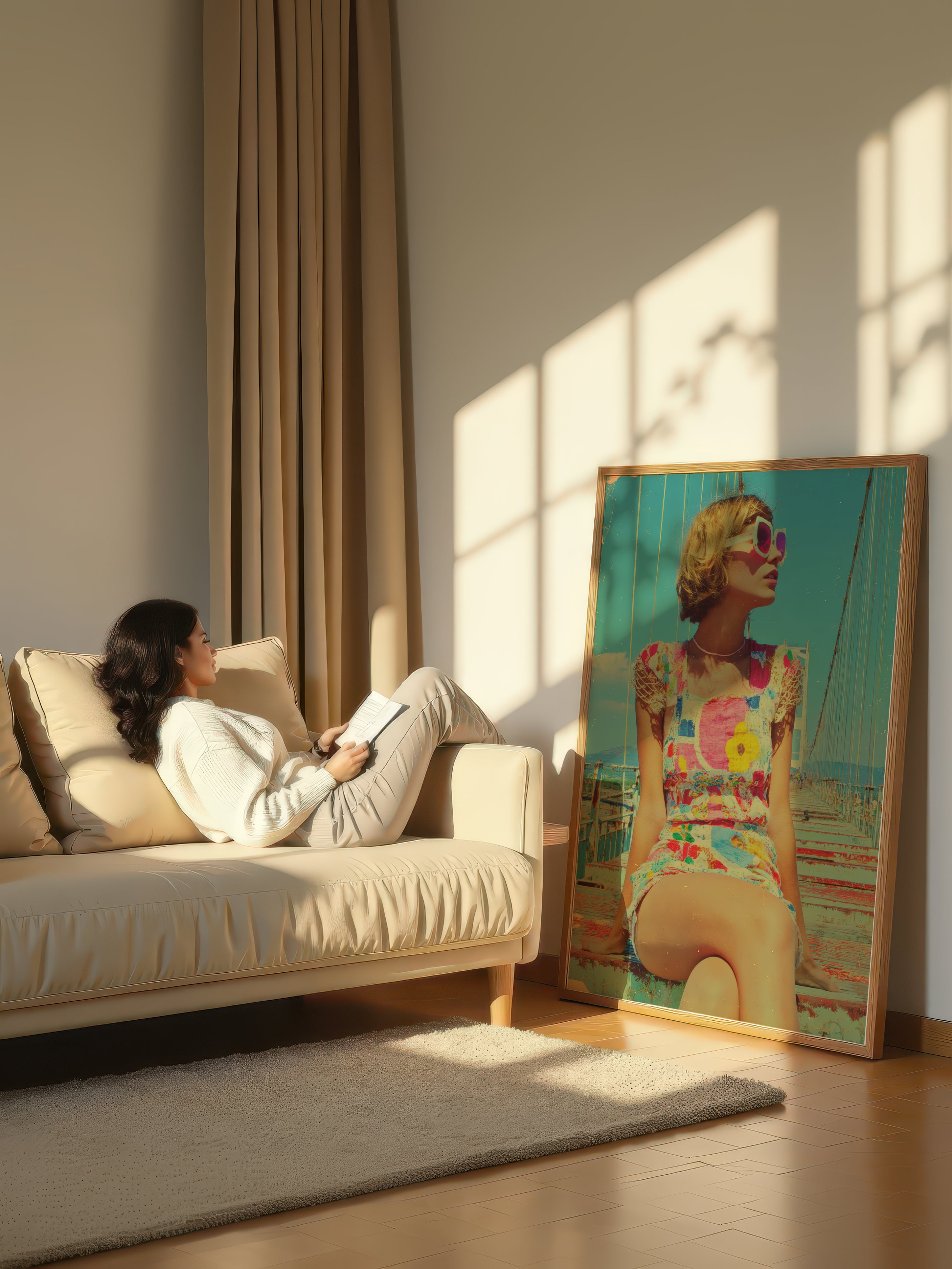 Retro Summer Portrait – Surreal Vintage Warm Figure Wall Art 356