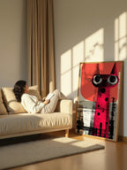 Retro Graphic Feline – Surreal Vintage Cat Wall Art 384