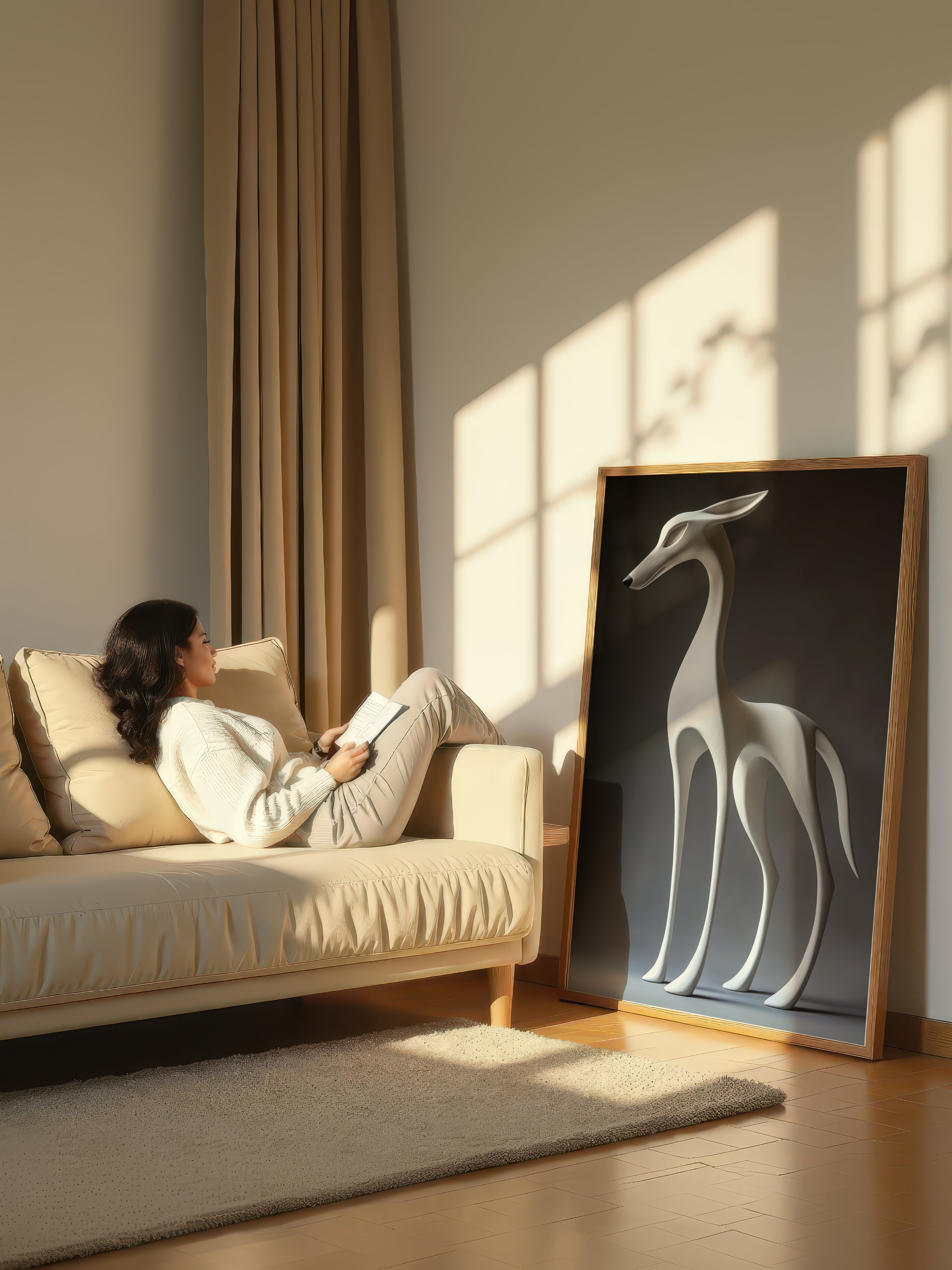 Ethereal Echo – Surreal Minimalist Greyhound Sculpture Wall Art 195