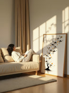 Autumnal Gathering – Surreal Minimalist Bird Tree Wall Art 200