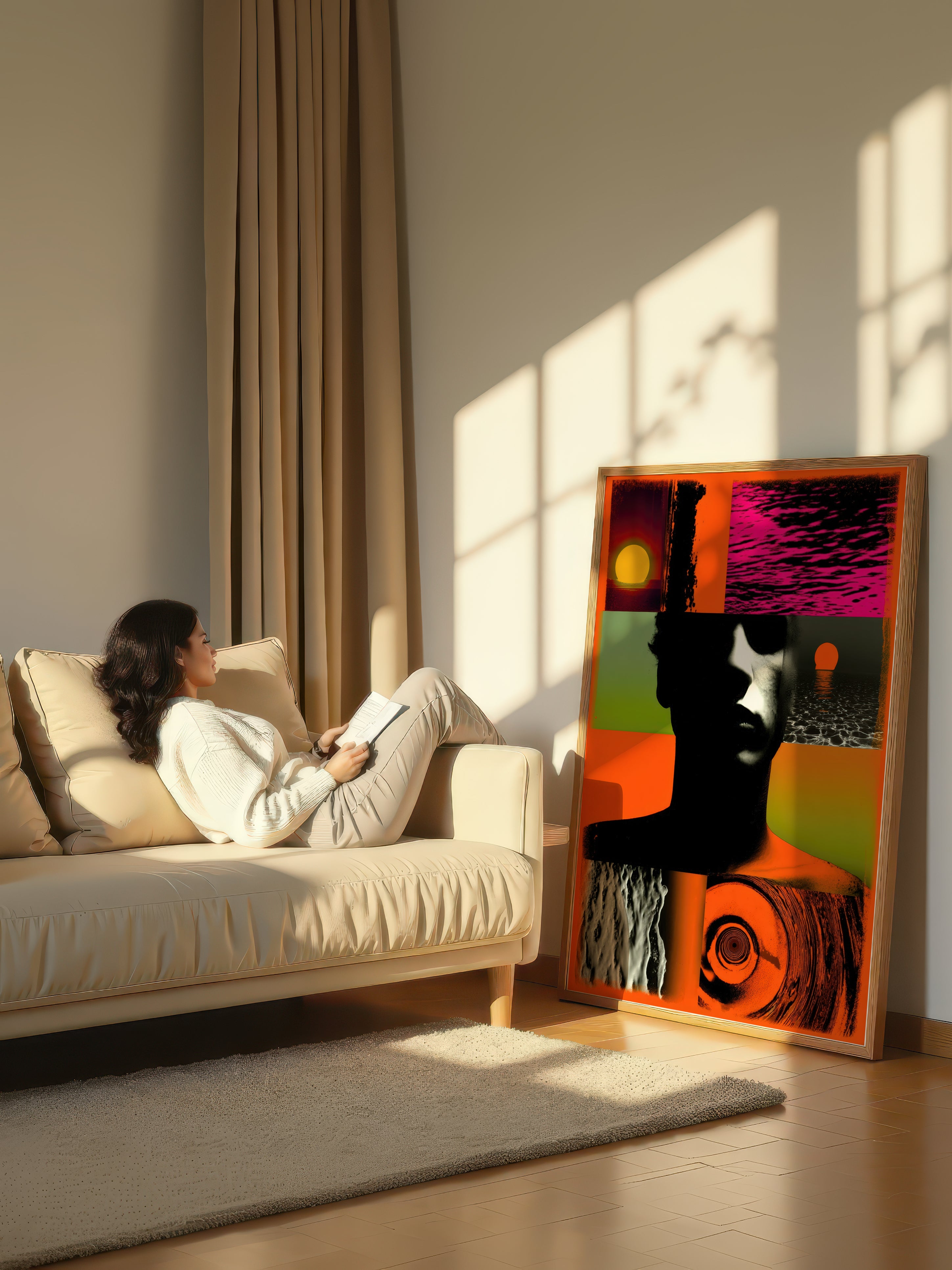 Amber Horizon – Surreal Cinematic Pop Collage Wall Art 359