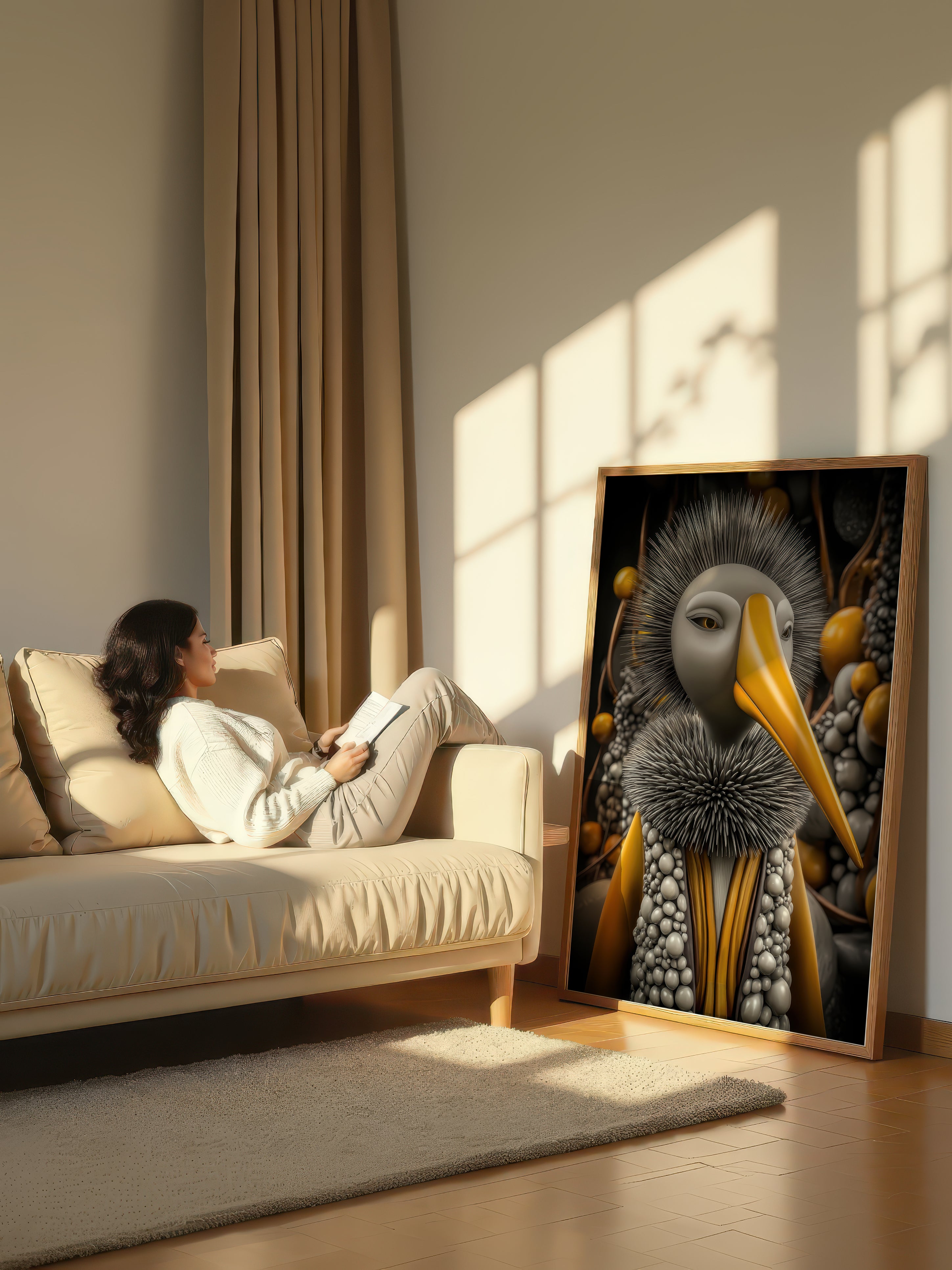 Amber Beak – Surreal Whimsical Bird Portrait Wall Art 264