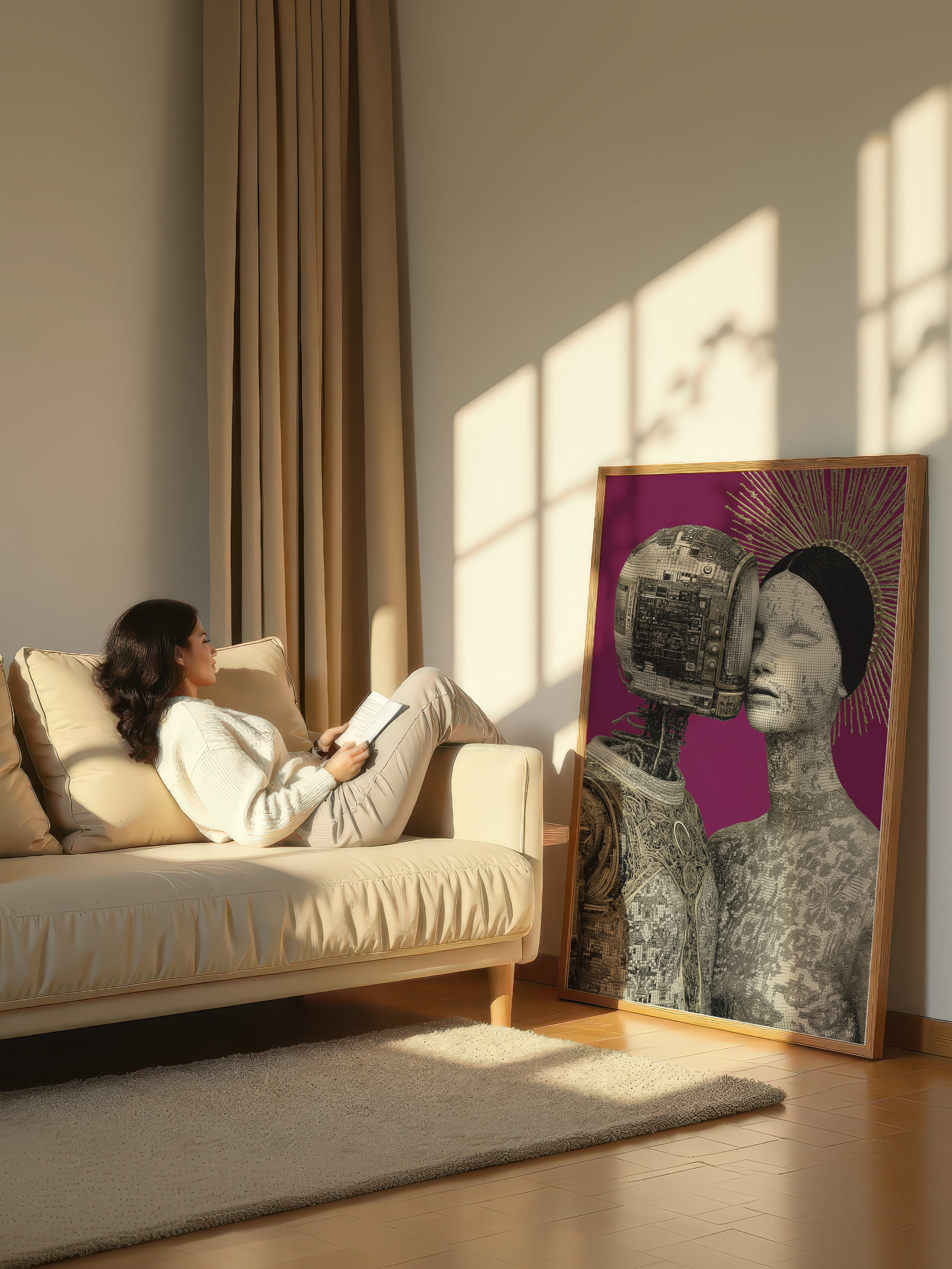 Stylized Connection – Surreal Abstract Figure Duo Wall Art 229