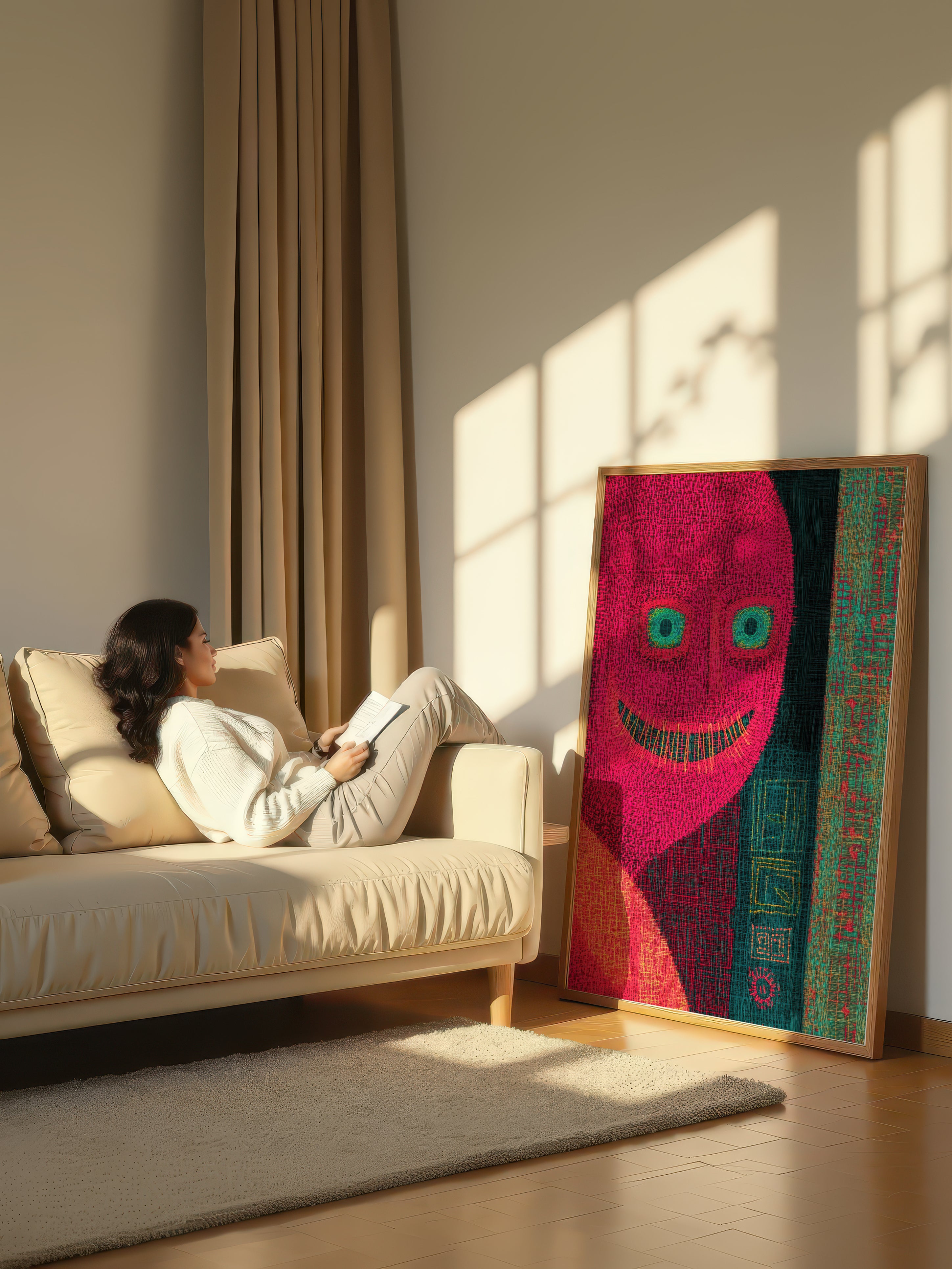 Vibrant Crosshatch – Surreal Graphic Line Portrait Wall Art 371