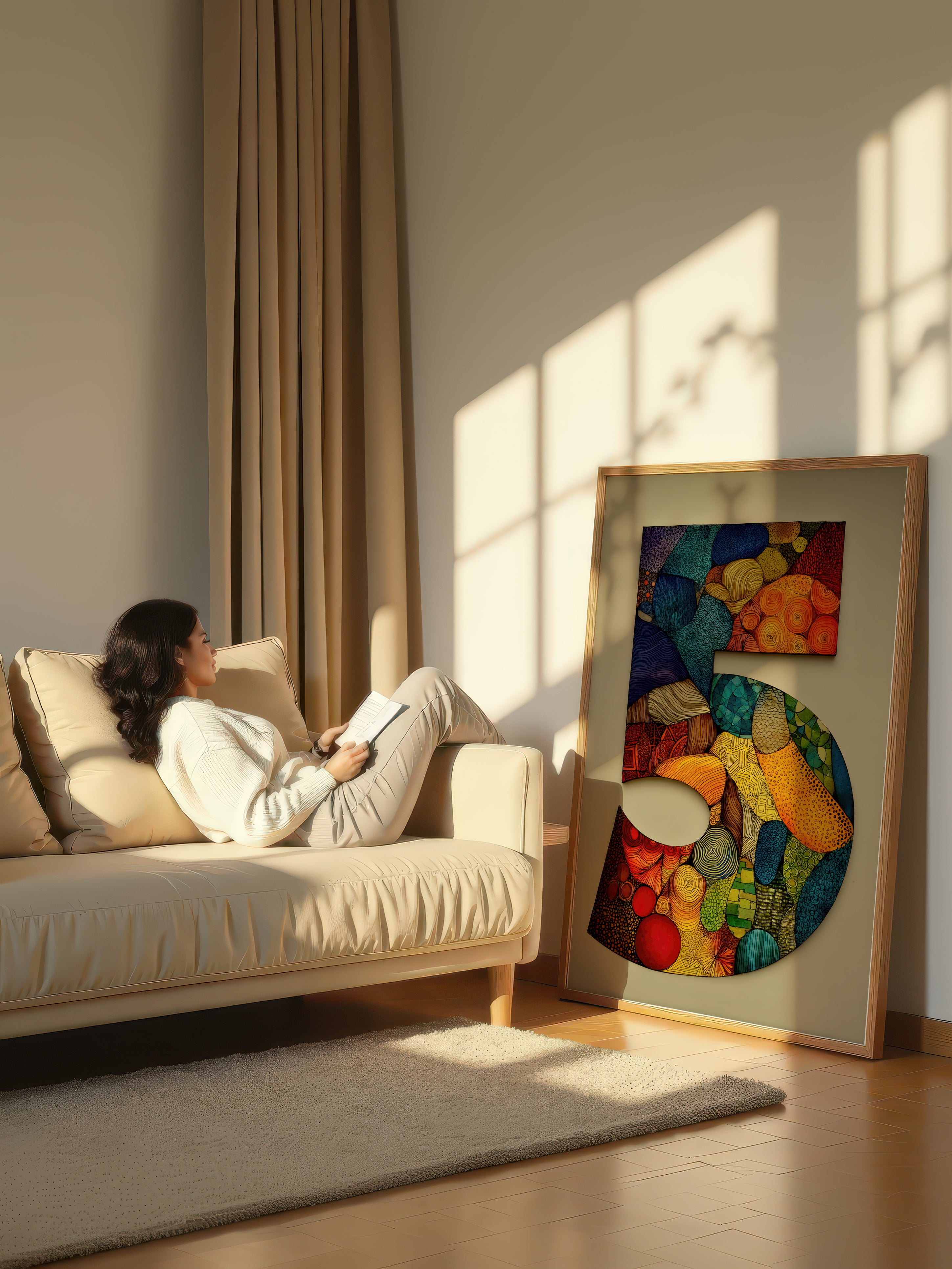 Mosaic Number Five – Surreal Graphic Symbol Wall Art 244