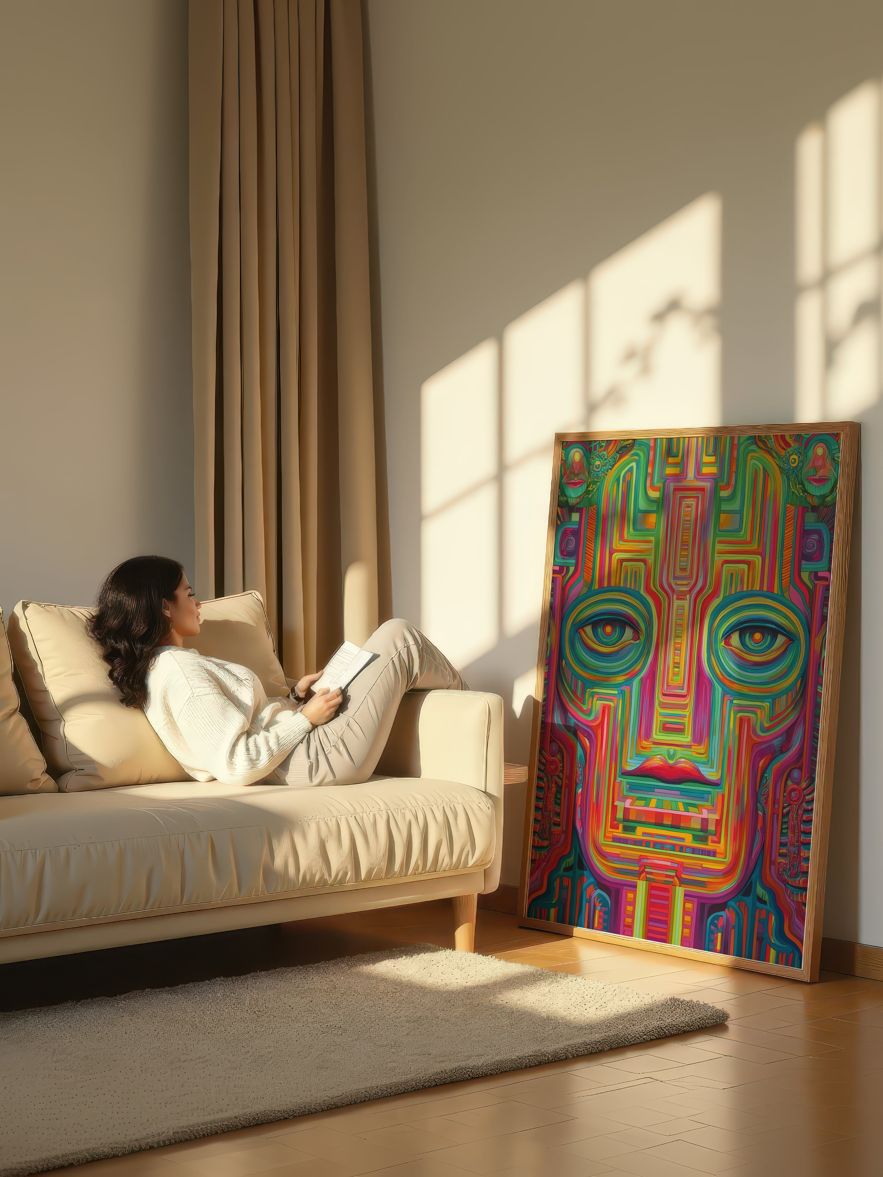Folk Psychedelic Portrait – Surreal Folk Art Wall Art 126